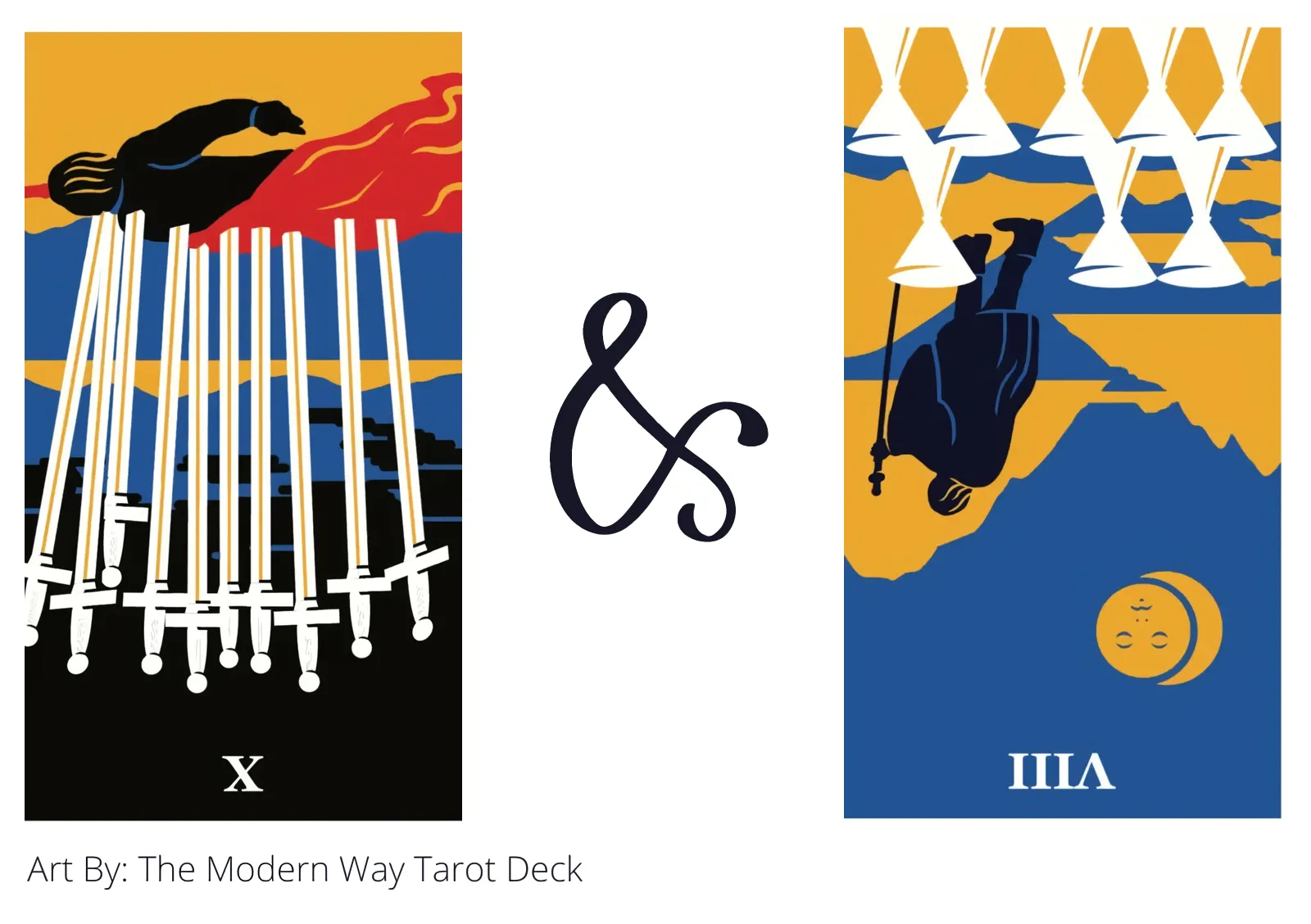 ten of swords reversed and eight of cups reversed tarot cards together