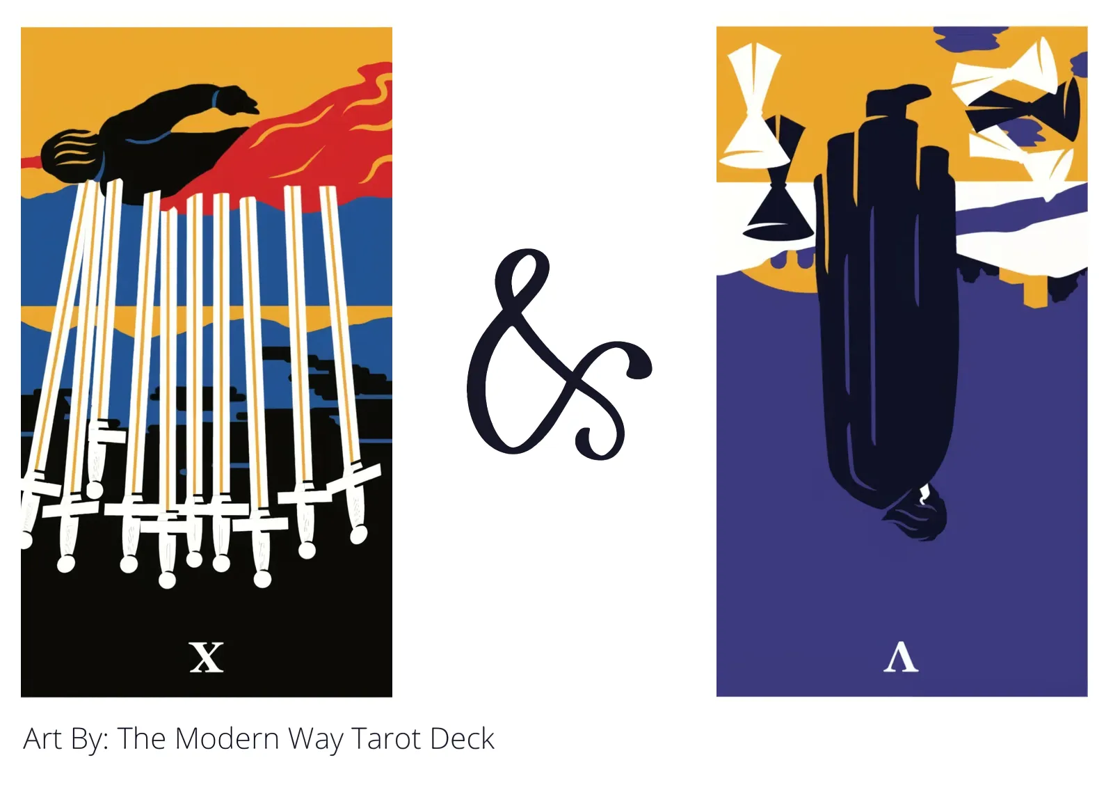 ten of swords reversed and five of cups reversed tarot cards together