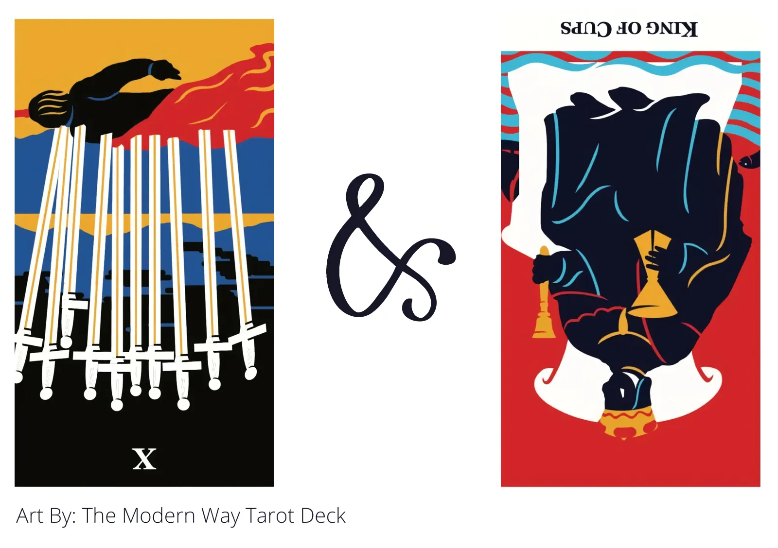 ten of swords reversed and king of cups reversed tarot cards together