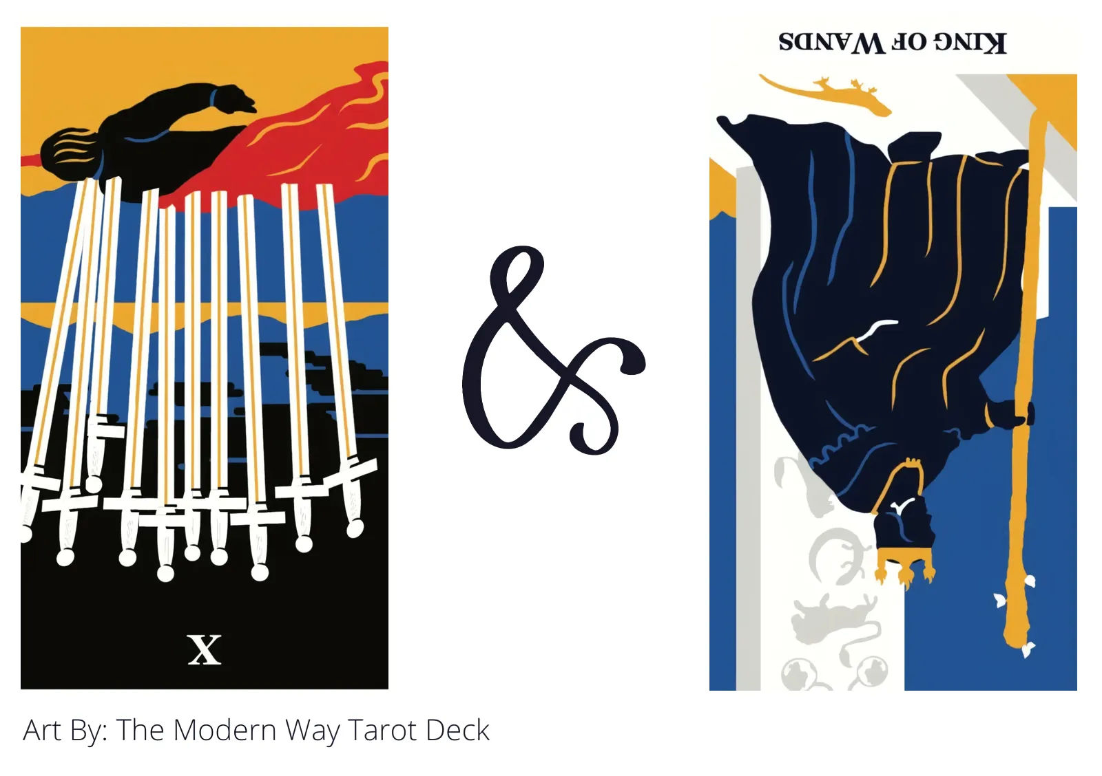 ten of swords reversed and king of wands reversed tarot cards together