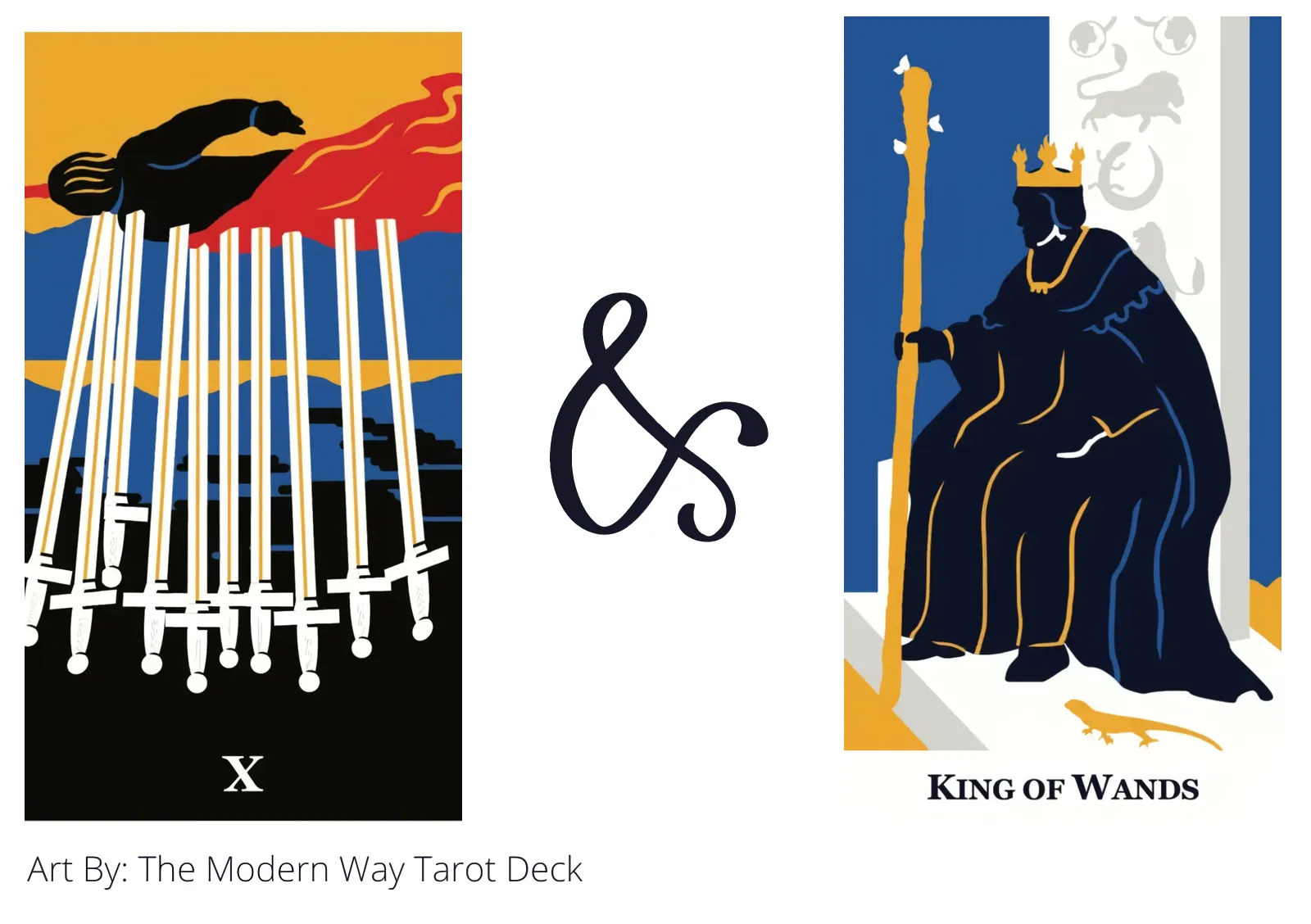 ten of swords reversed and king of wands tarot cards together
