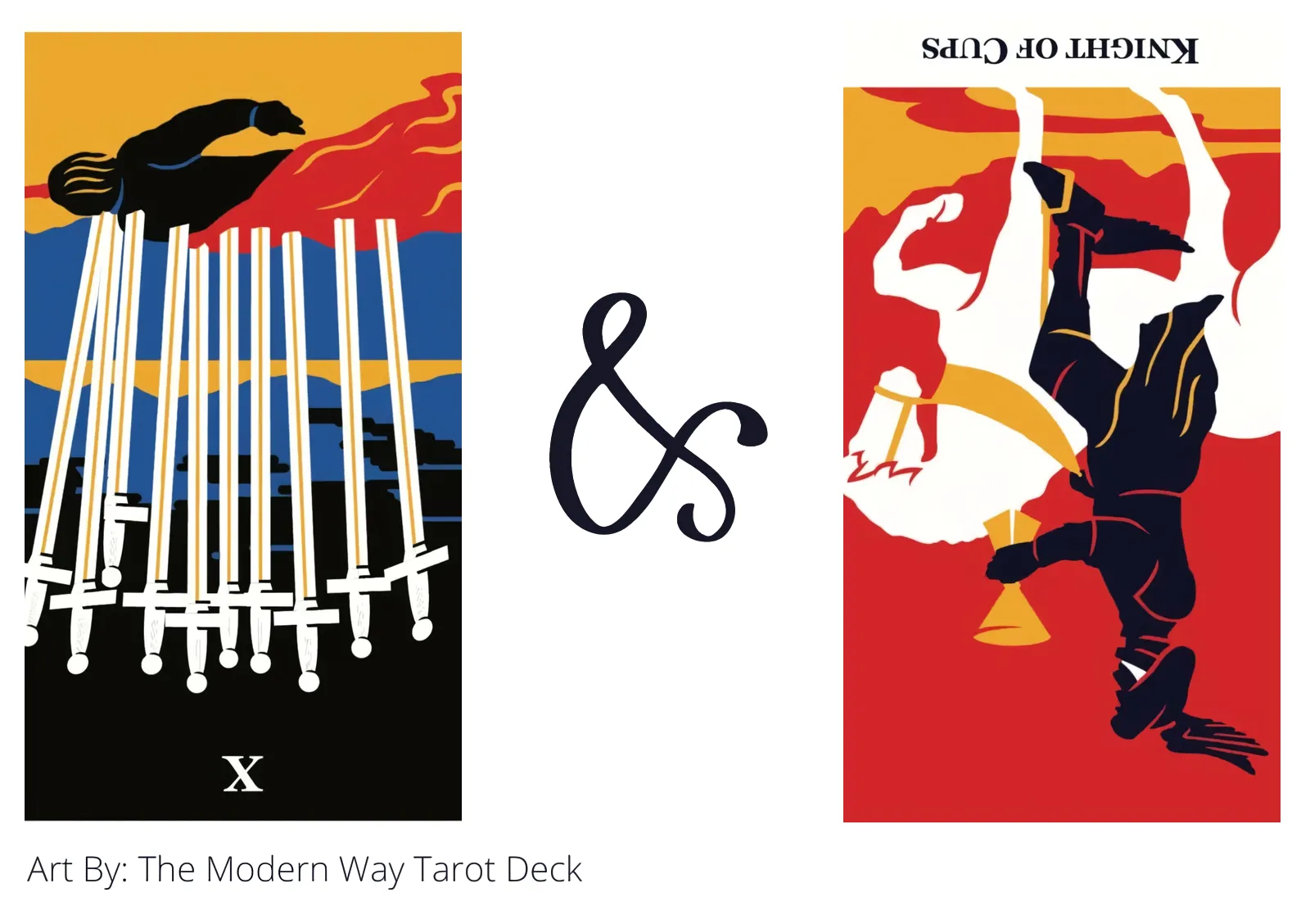 ten of swords reversed and knight of cups reversed tarot cards together