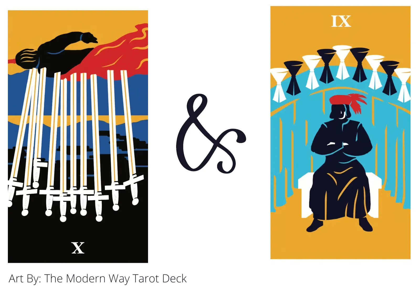 ten of swords reversed and nine of cups tarot cards together