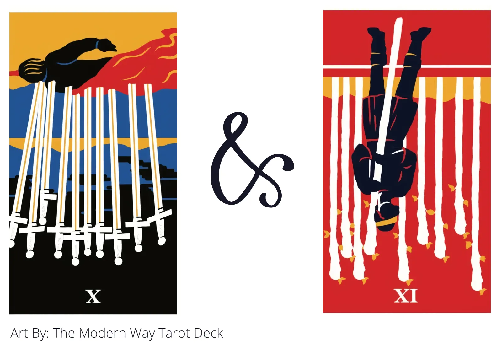 ten of swords reversed and nine of wands reversed tarot cards together