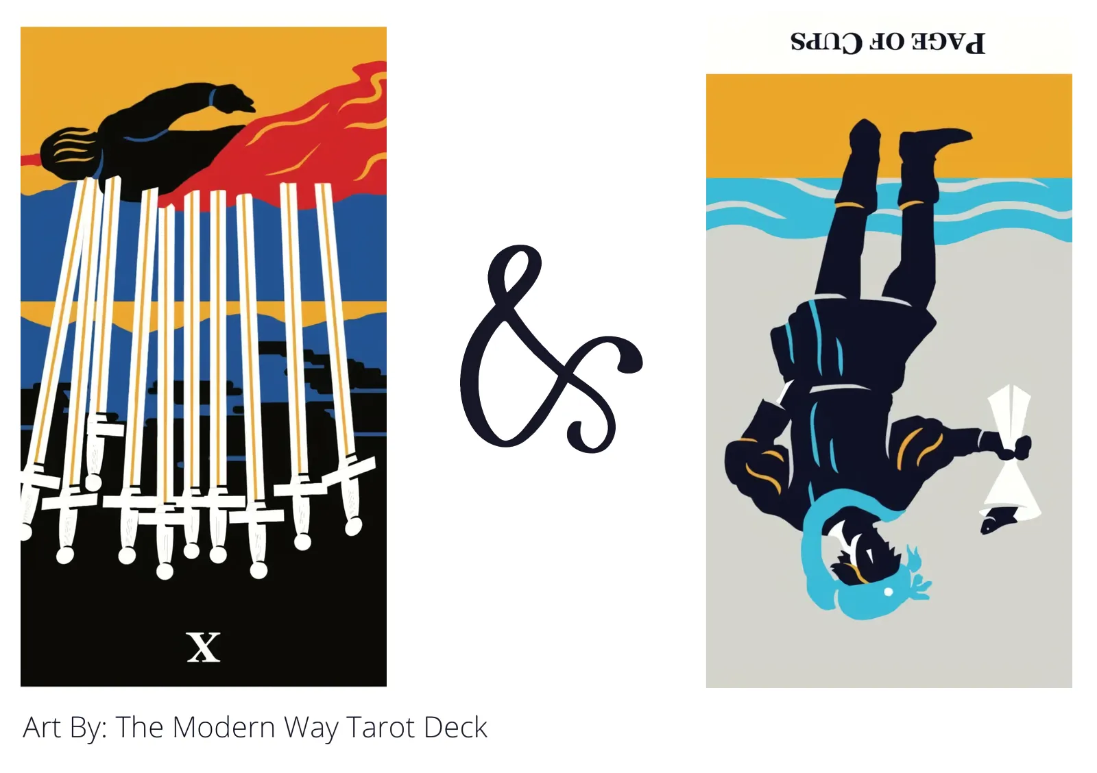 ten of swords reversed and page of cups reversed tarot cards together