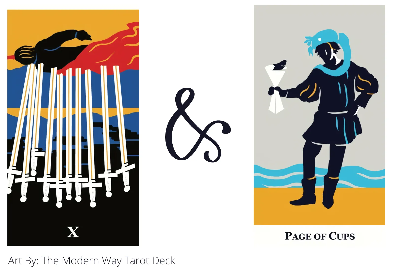 ten of swords reversed and page of cups tarot cards together