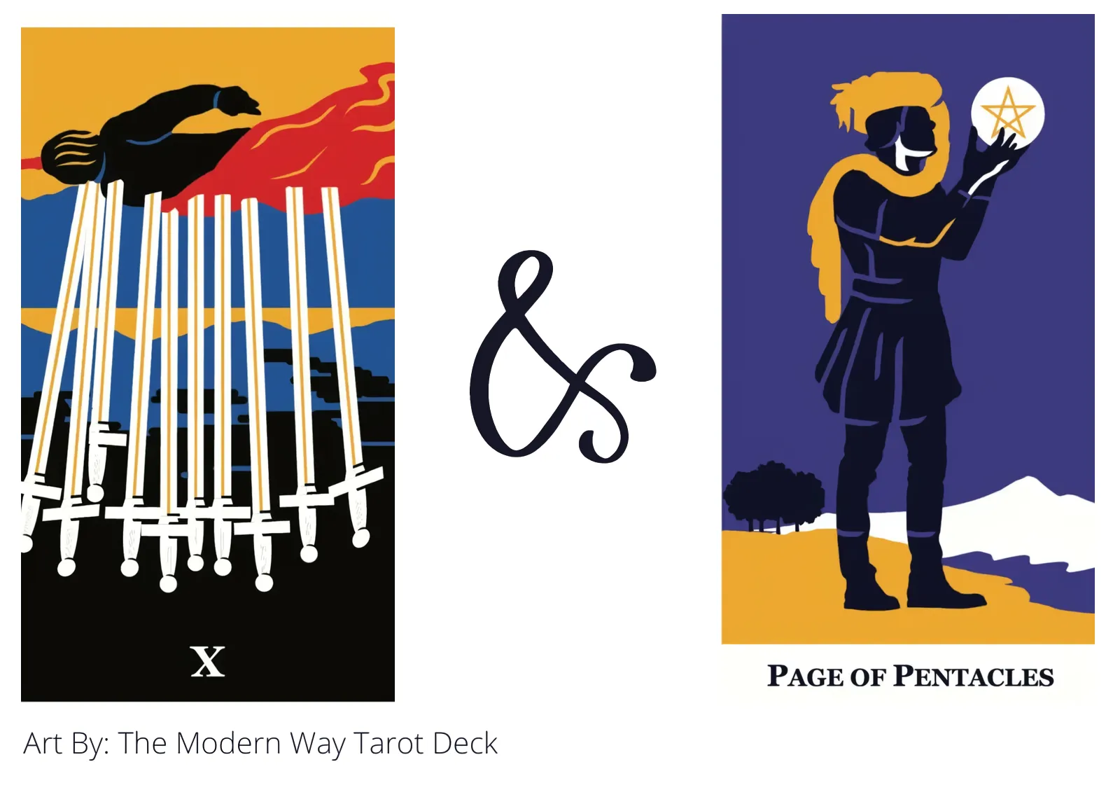 ten of swords reversed and page of pentacles tarot cards together