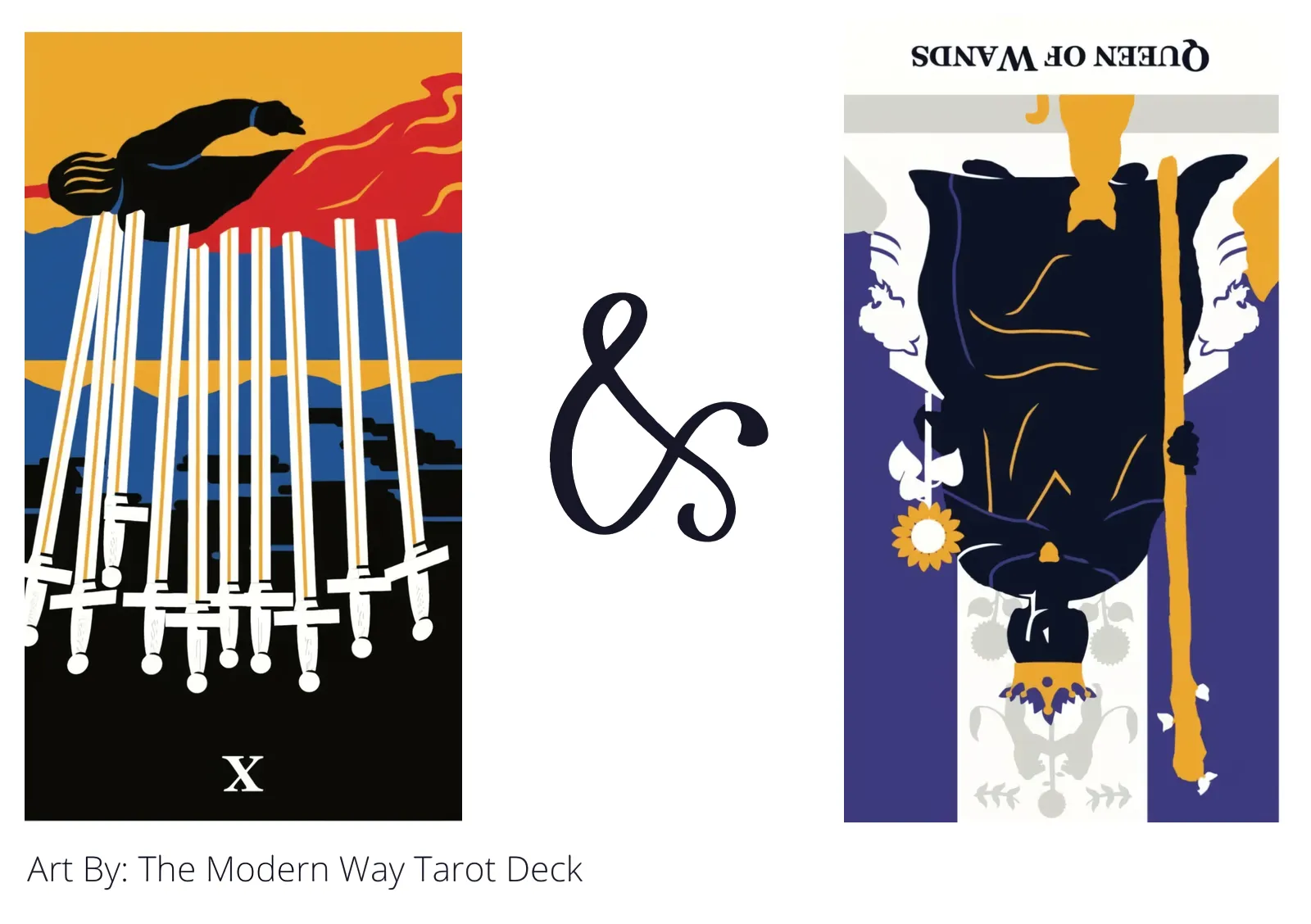 ten of swords reversed and queen of wands reversed tarot cards together