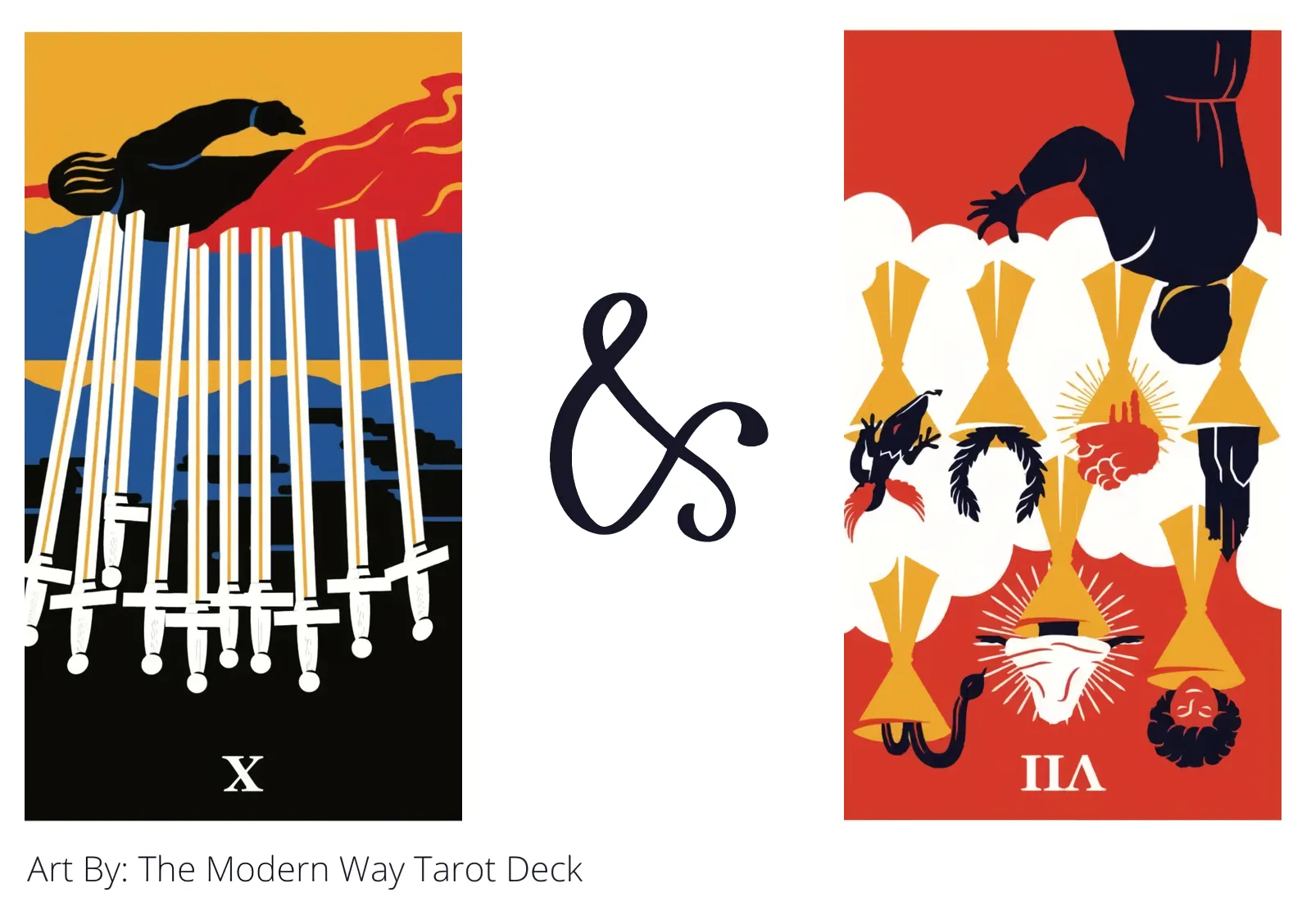ten of swords reversed and seven of cups reversed tarot cards together