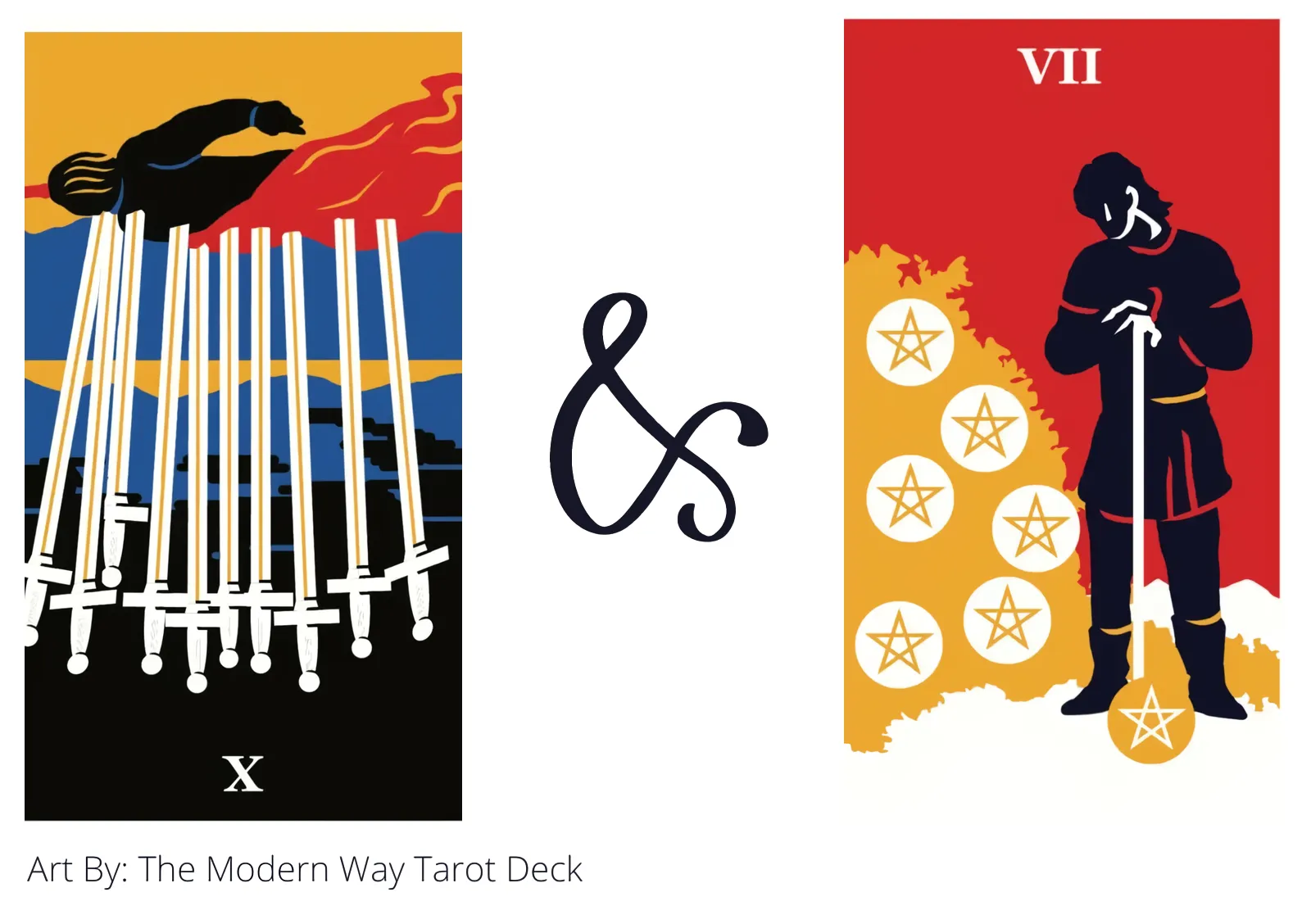 ten of swords reversed and seven of pentacles tarot cards together