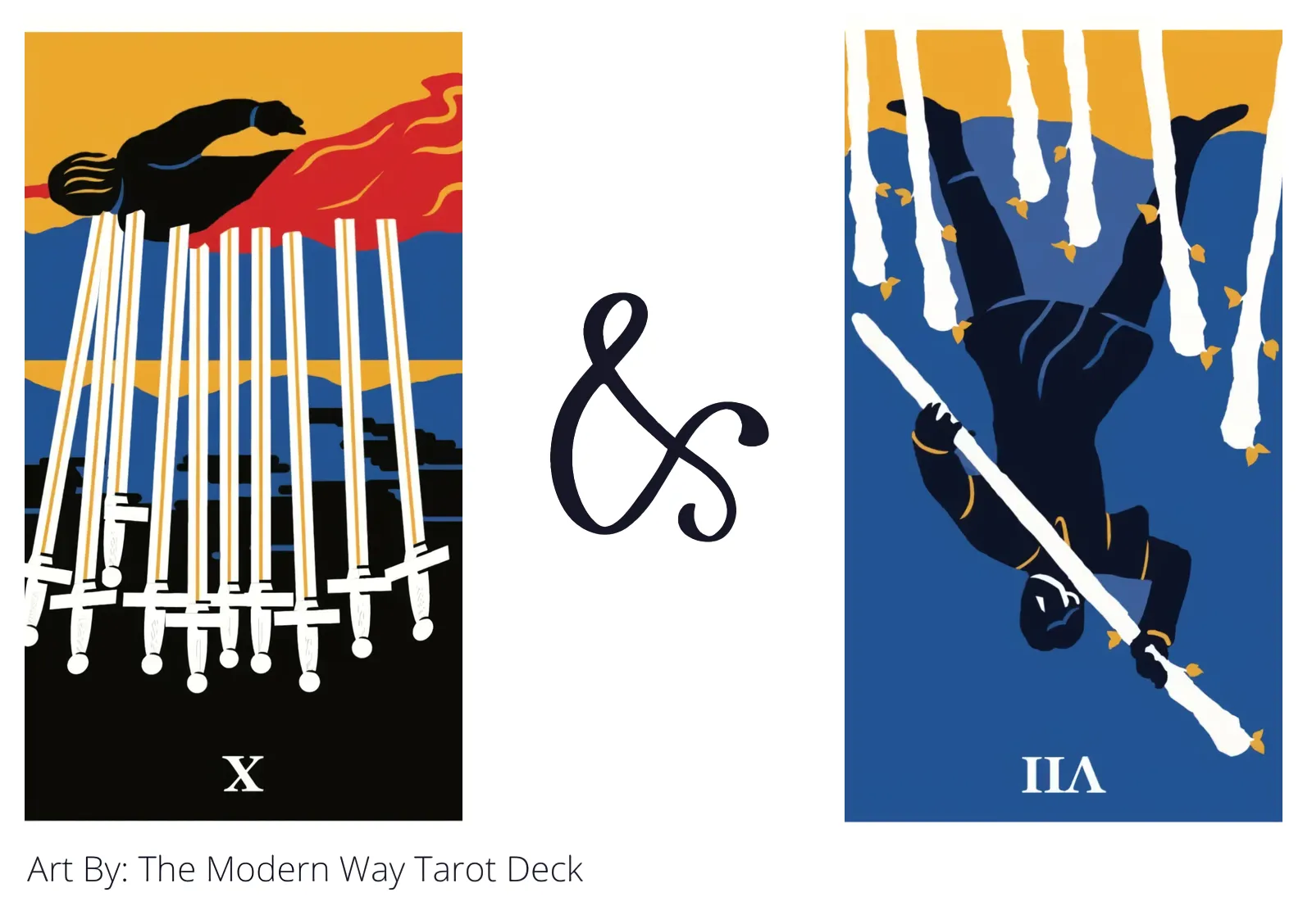 ten of swords reversed and seven of wands reversed tarot cards together