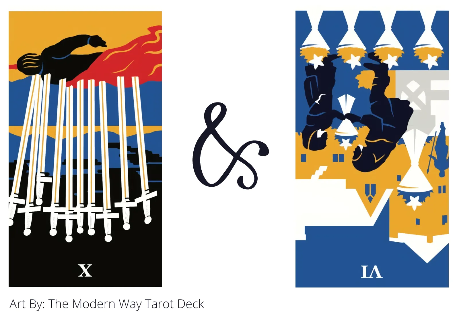 ten of swords reversed and six of cups reversed tarot cards together