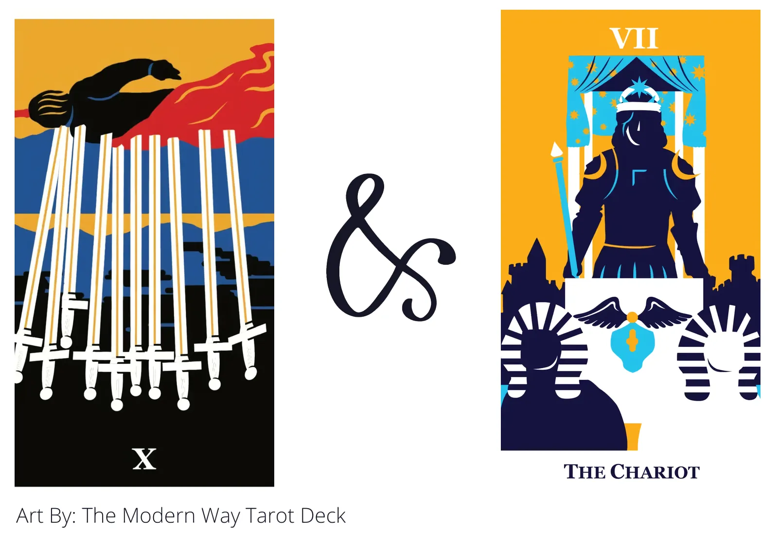 ten of swords reversed and the chariot tarot cards together