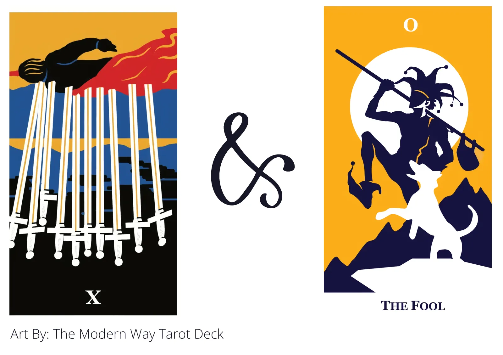 ten of swords reversed and the fool tarot cards together