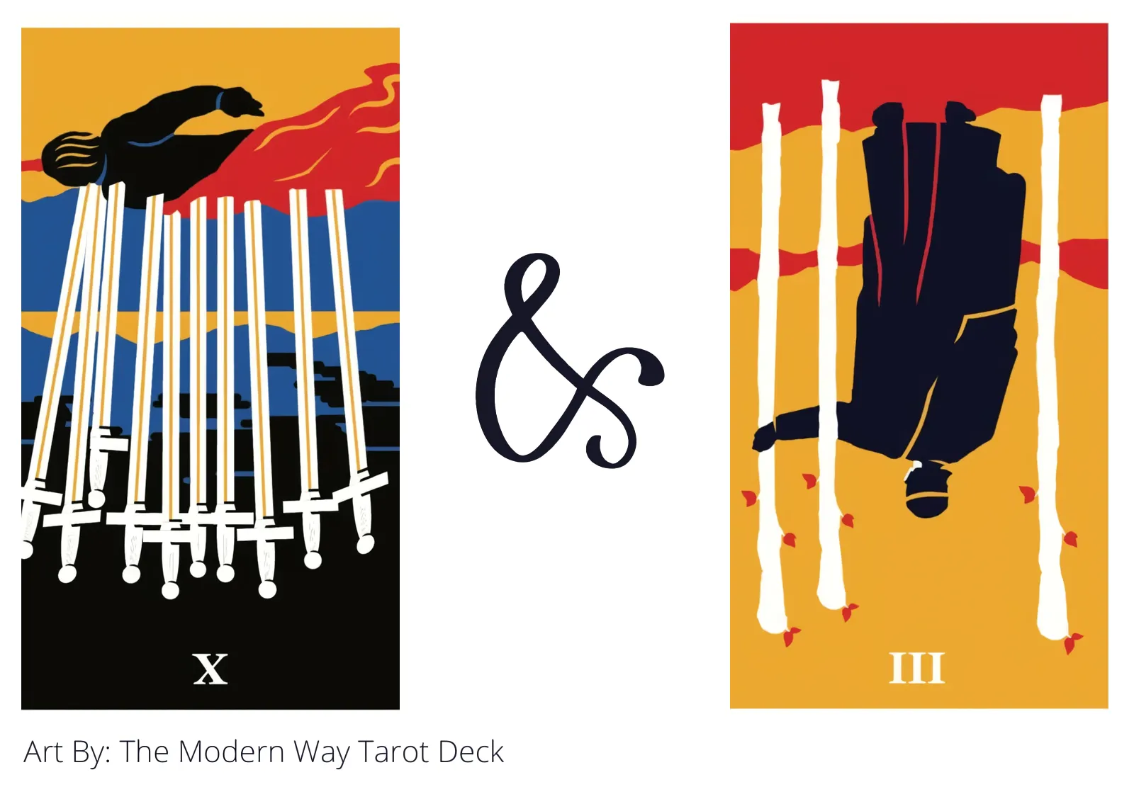 ten of swords reversed and three of wands reversed tarot cards together