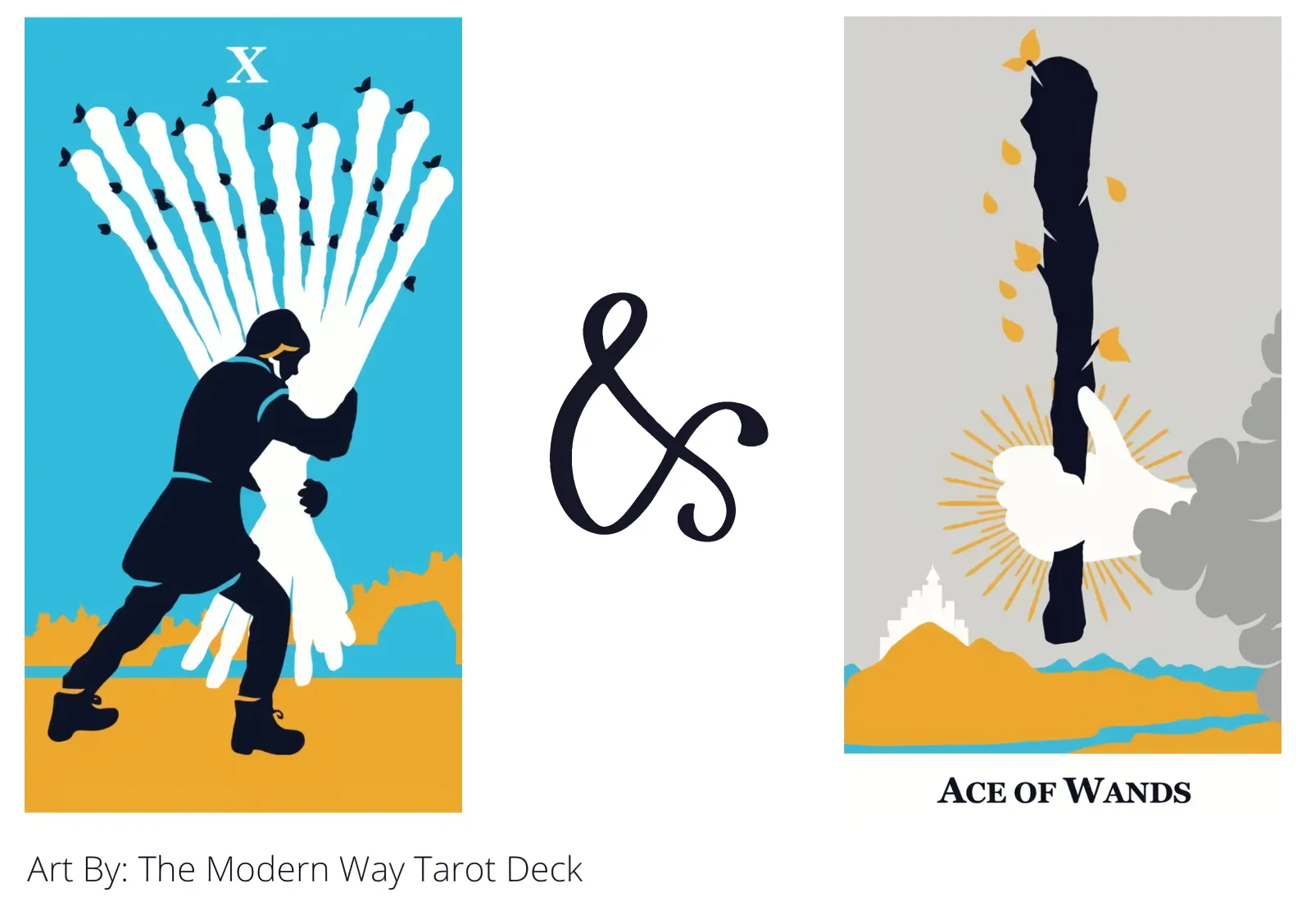 ten of wands and ace of wands tarot cards together