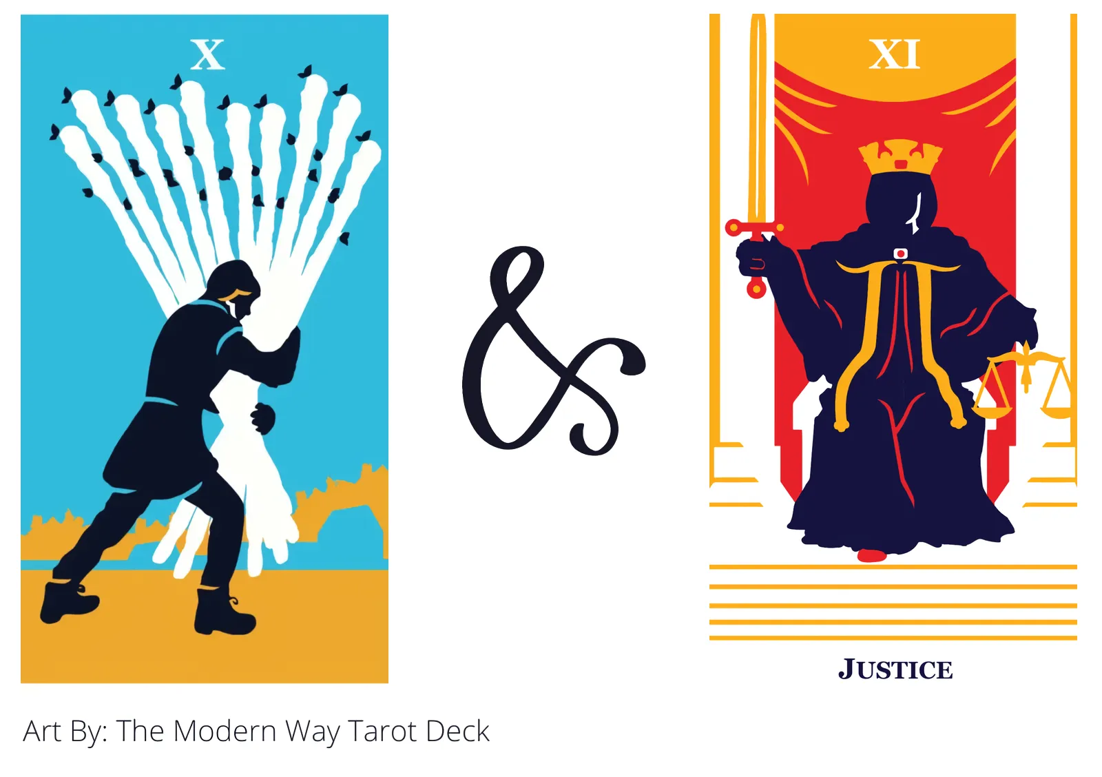 ten of wands and justice tarot cards together