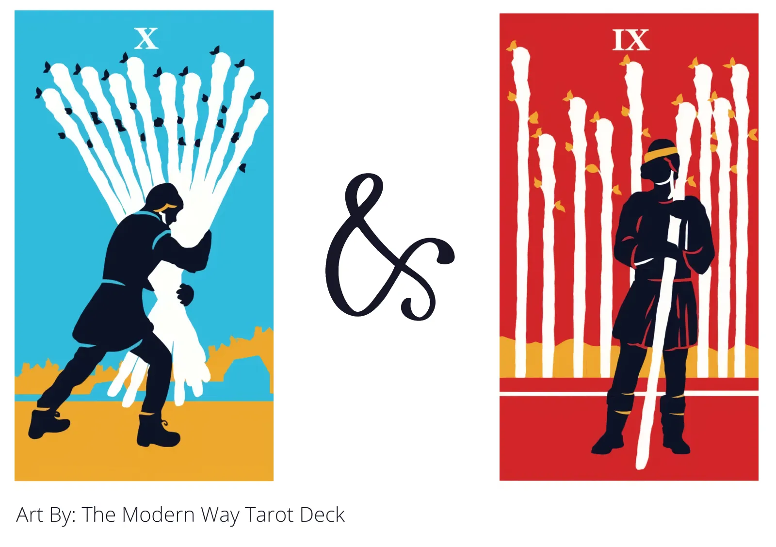 ten of wands and nine of wands tarot cards together
