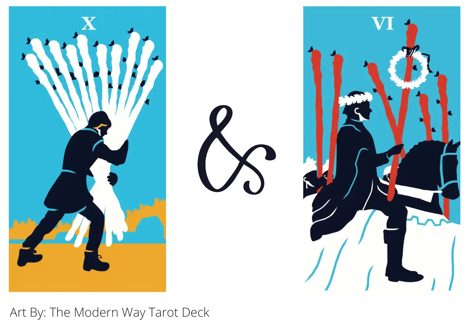 ten of wands and six of wands tarot cards together