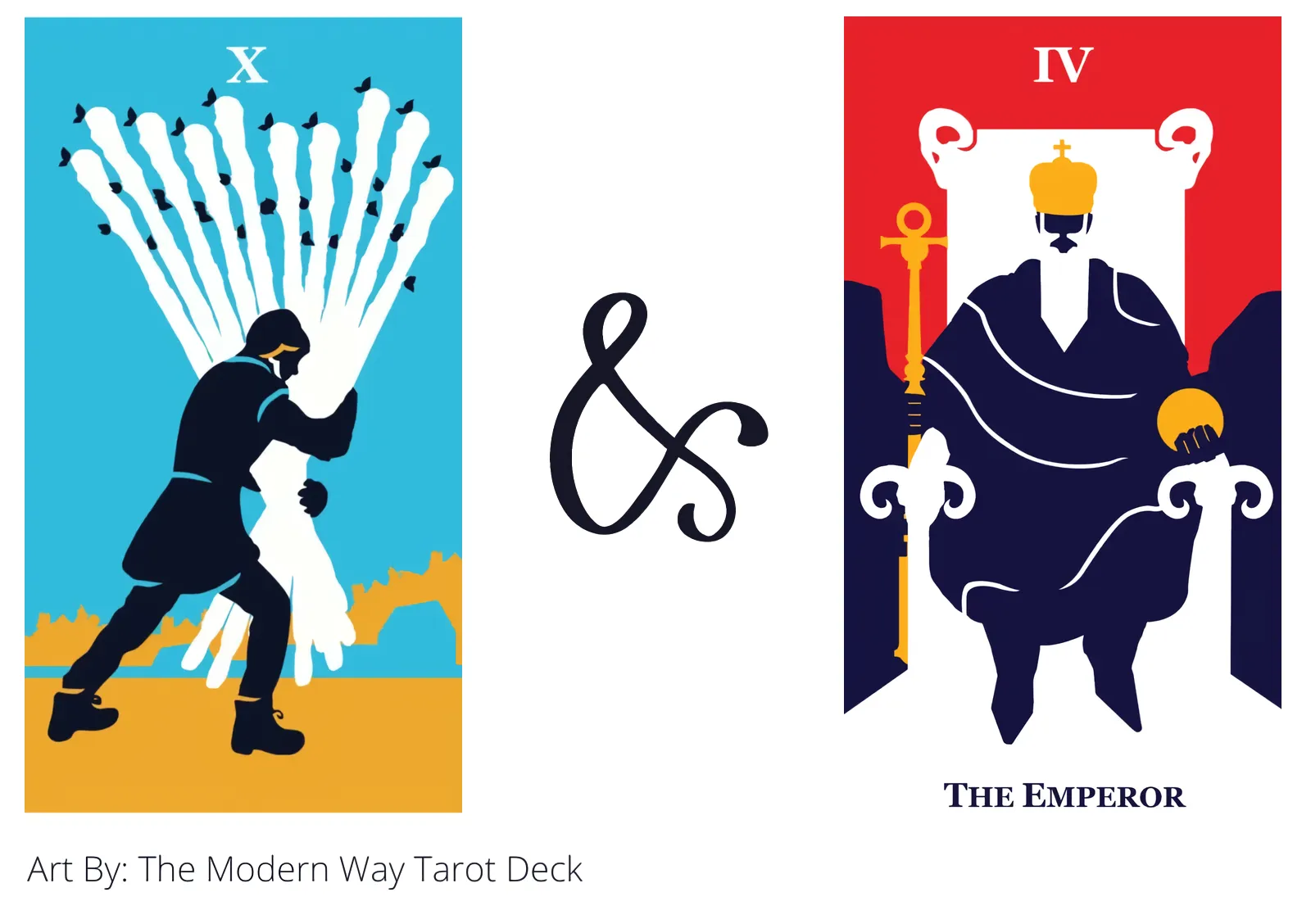 ten of wands and the emperor tarot cards together