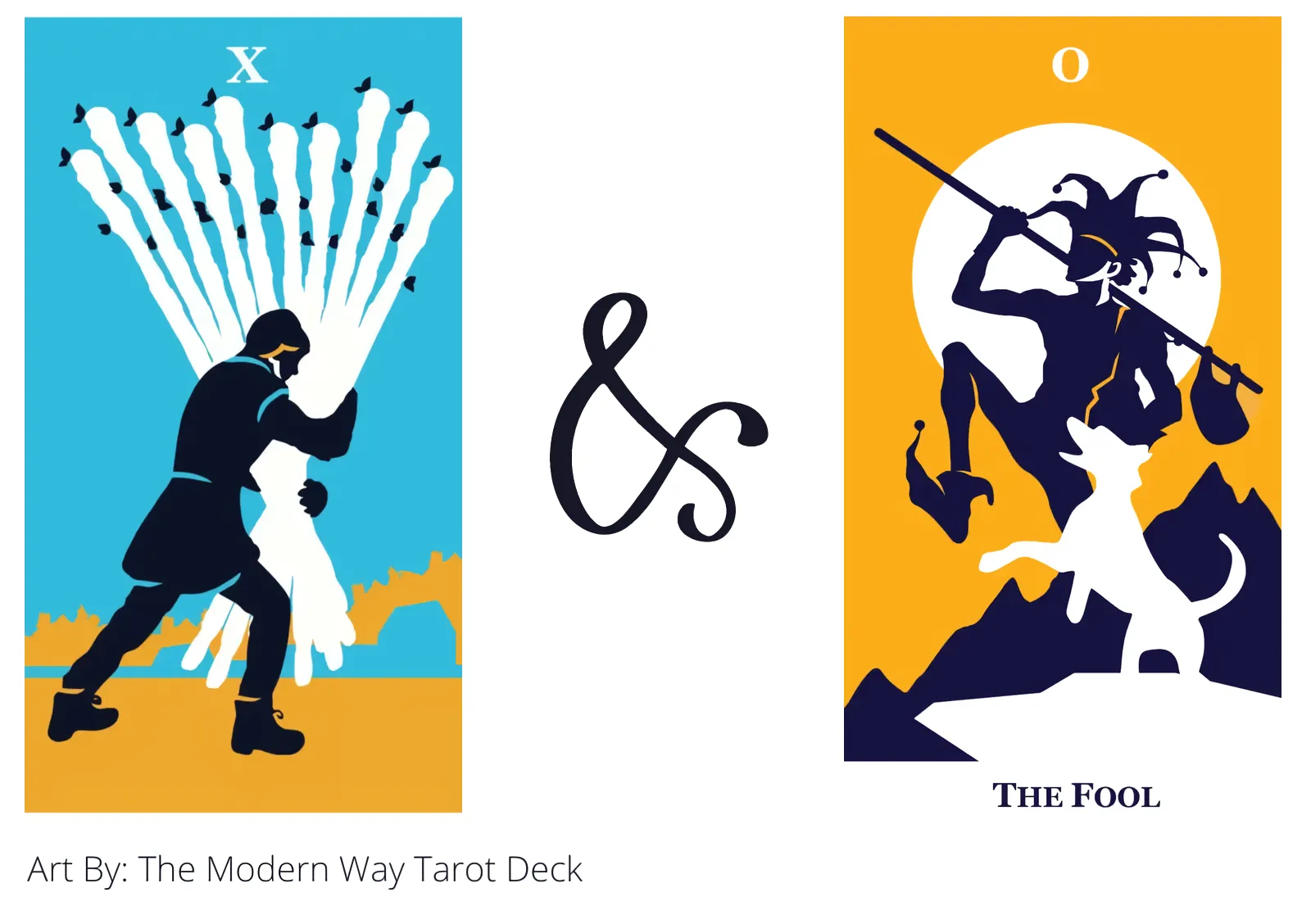 ten of wands and the fool tarot cards together
