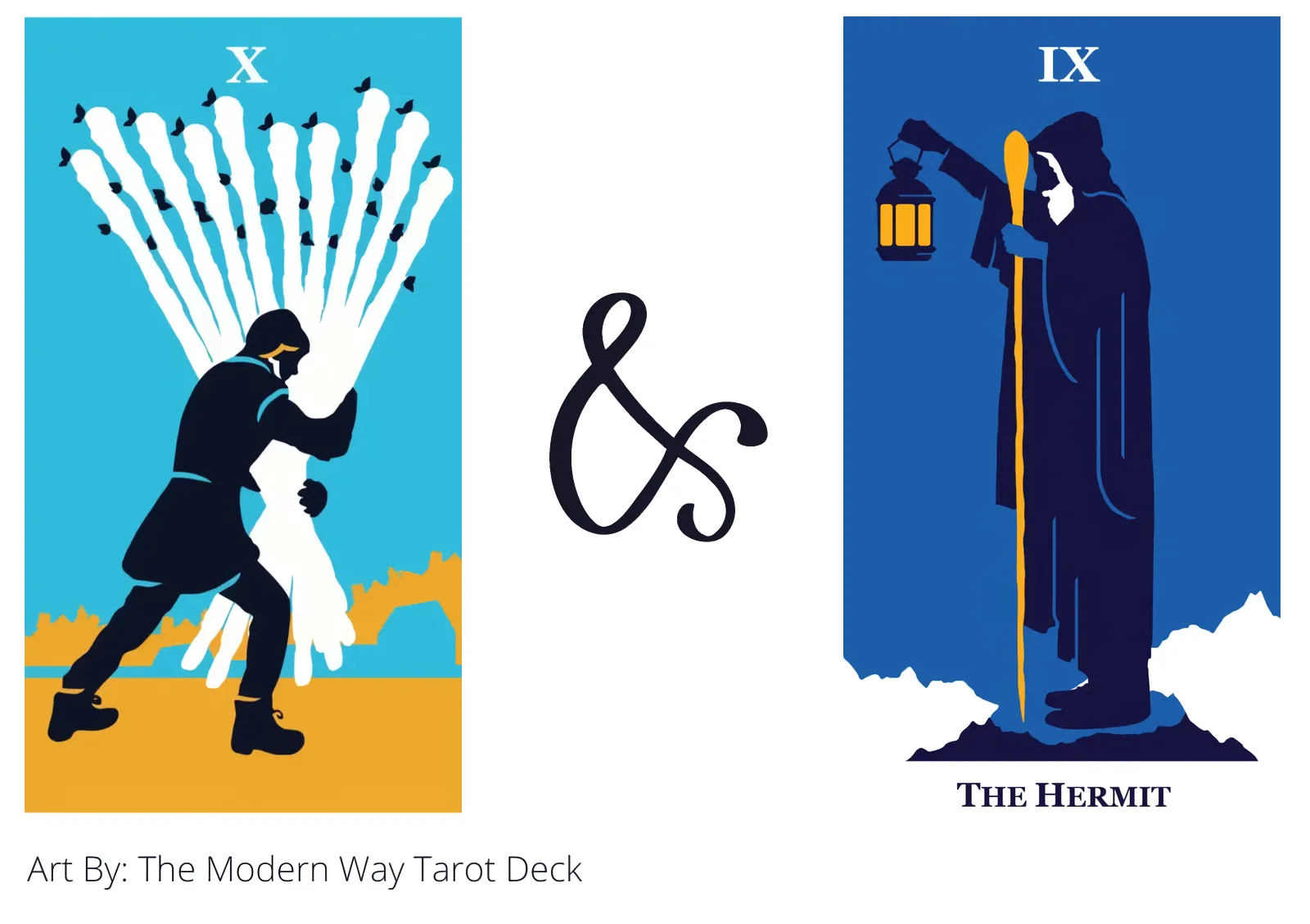 ten of wands and the hermit tarot cards together