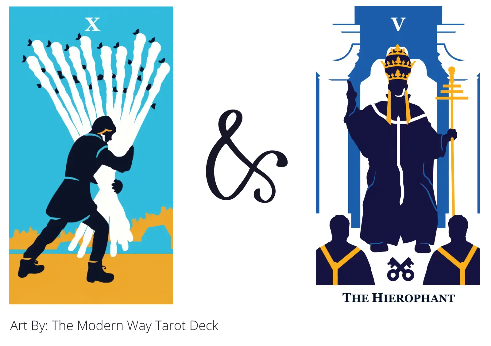 ten of wands and the hierophant tarot cards together