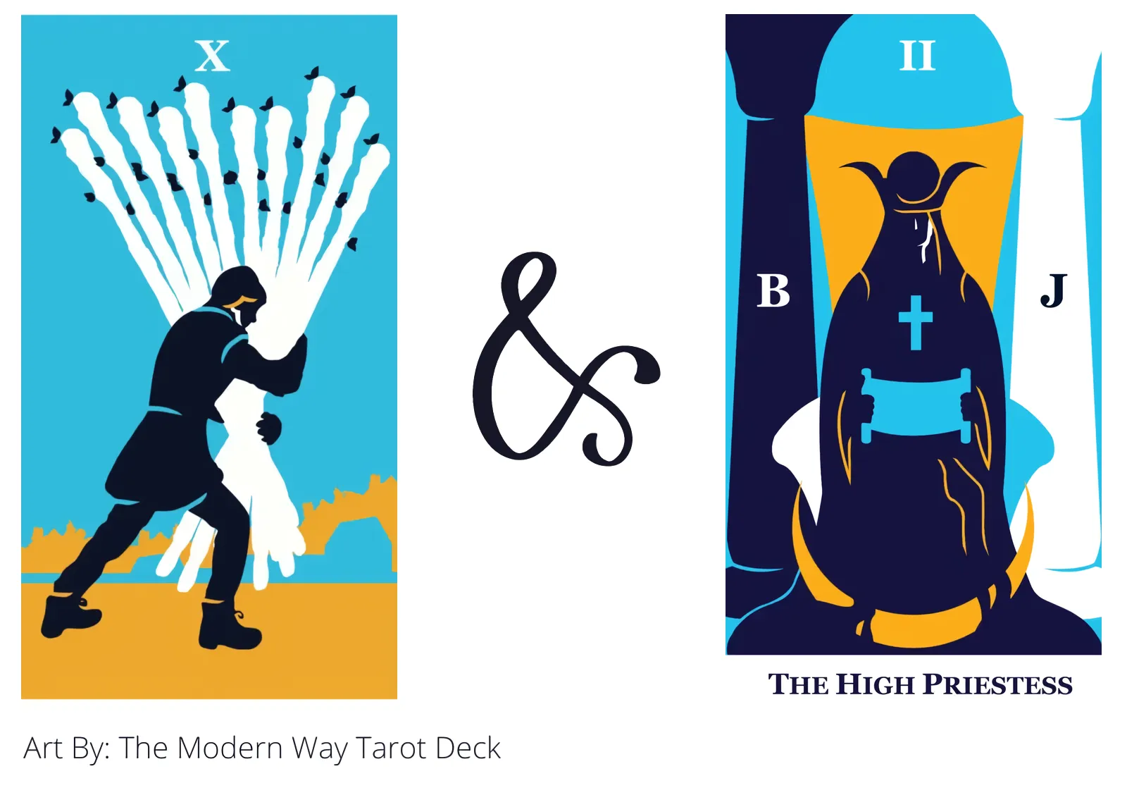 ten of wands and the high priestess tarot cards together