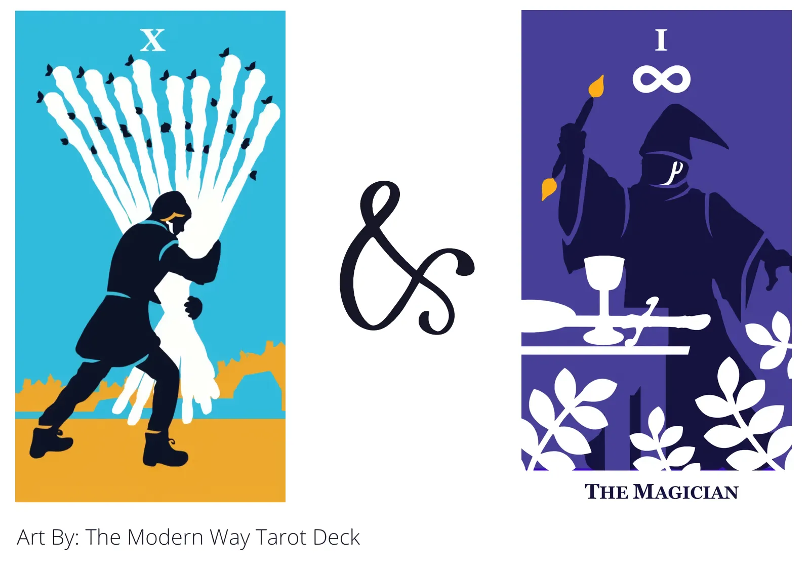ten of wands and the magician tarot cards together