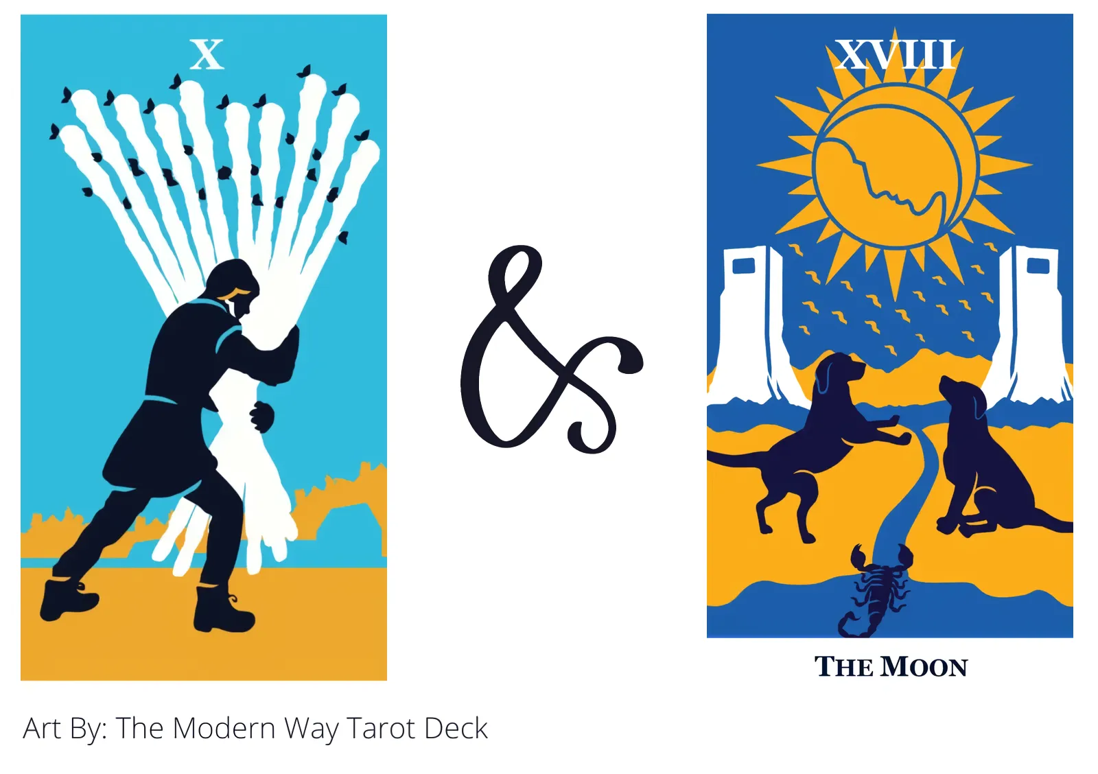 ten of wands and the moon tarot cards together