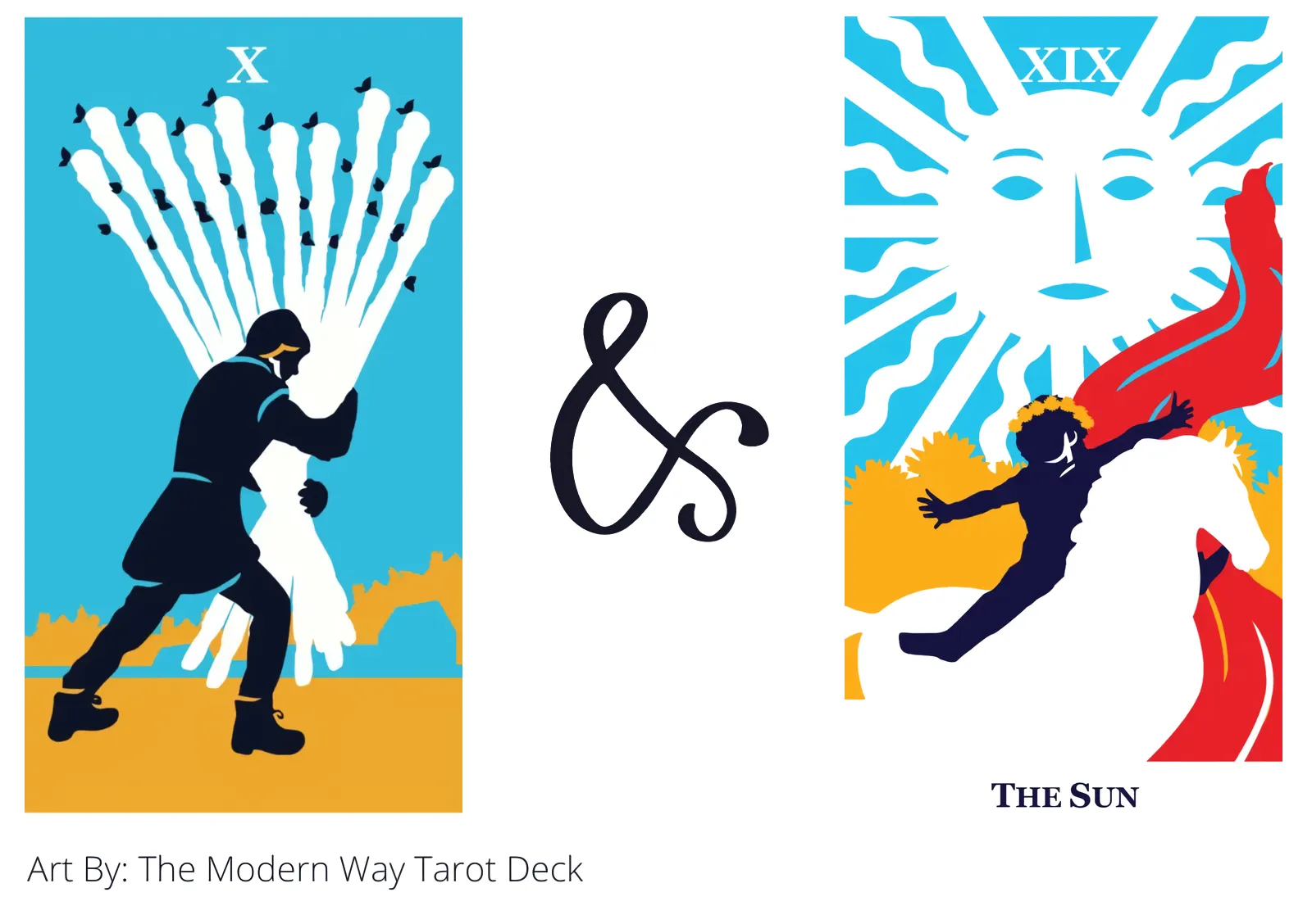 ten of wands and the sun tarot cards together