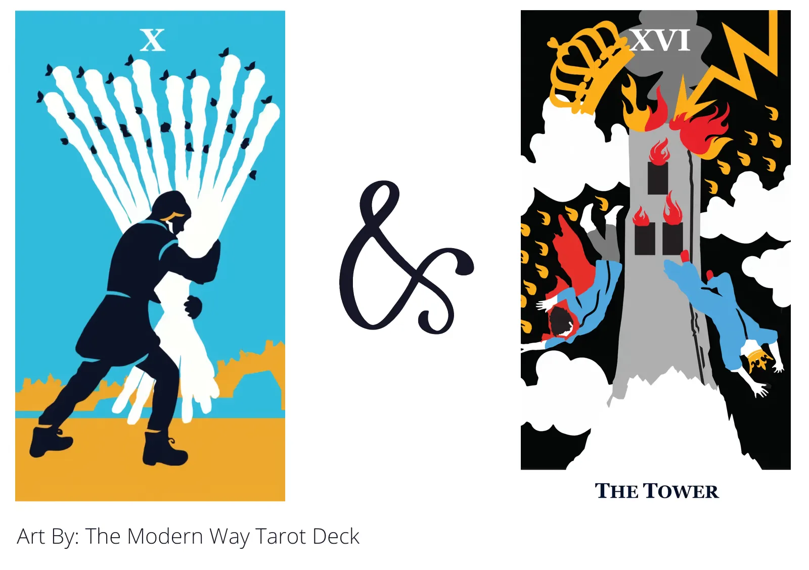 ten of wands and the tower tarot cards together