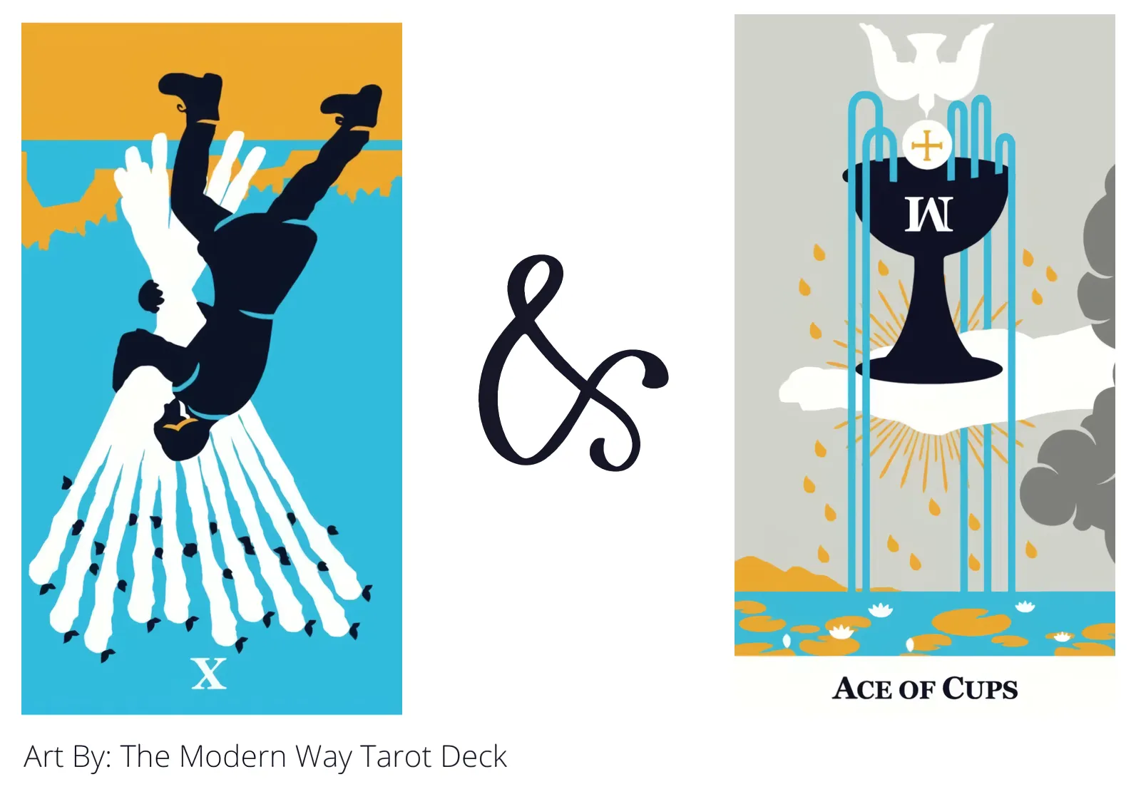 ten of wands reversed and ace of cups tarot cards together