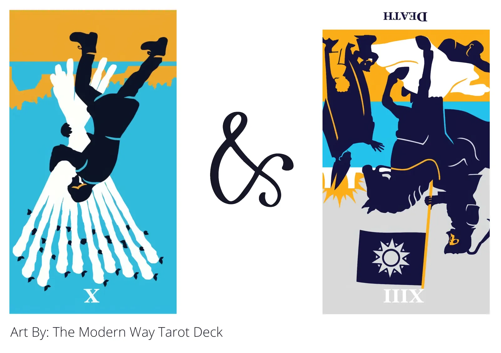 ten of wands reversed and death reversed tarot cards together