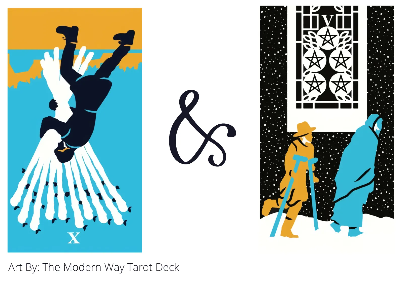 ten of wands reversed and five of pentacles tarot cards together
