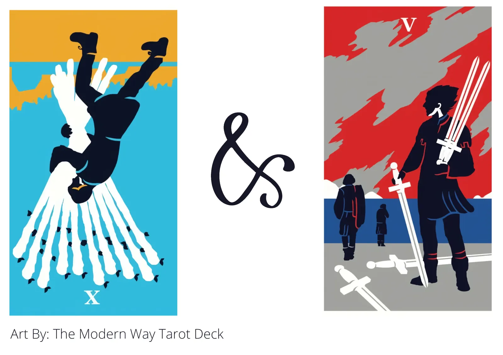 ten of wands reversed and five of swords tarot cards together