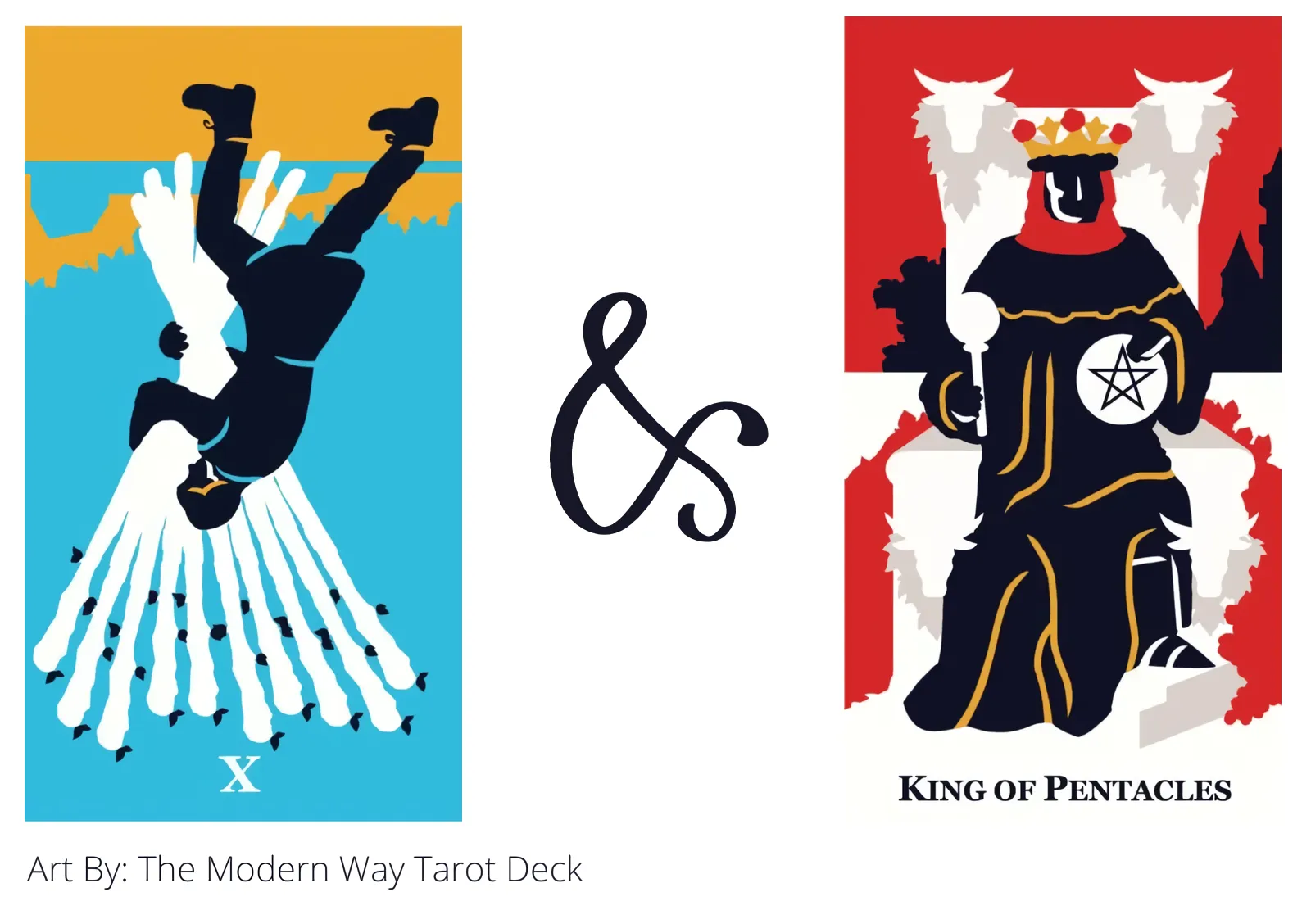 ten of wands reversed and king of pentacles tarot cards together