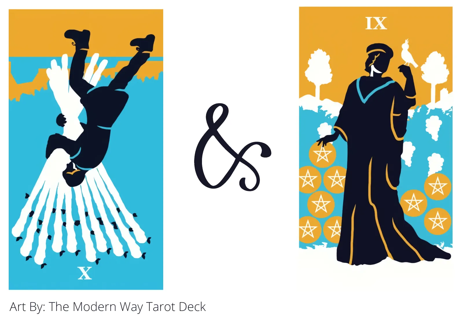 ten of wands reversed and nine of pentacles tarot cards together