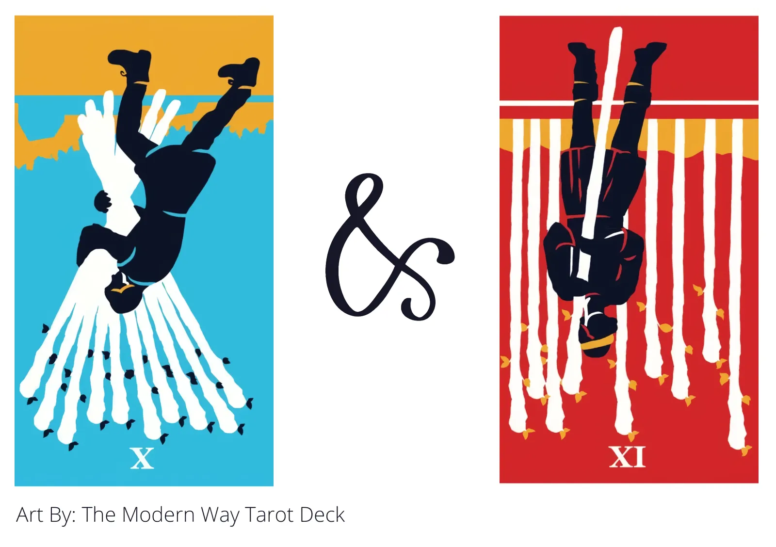 ten of wands reversed and nine of wands reversed tarot cards together