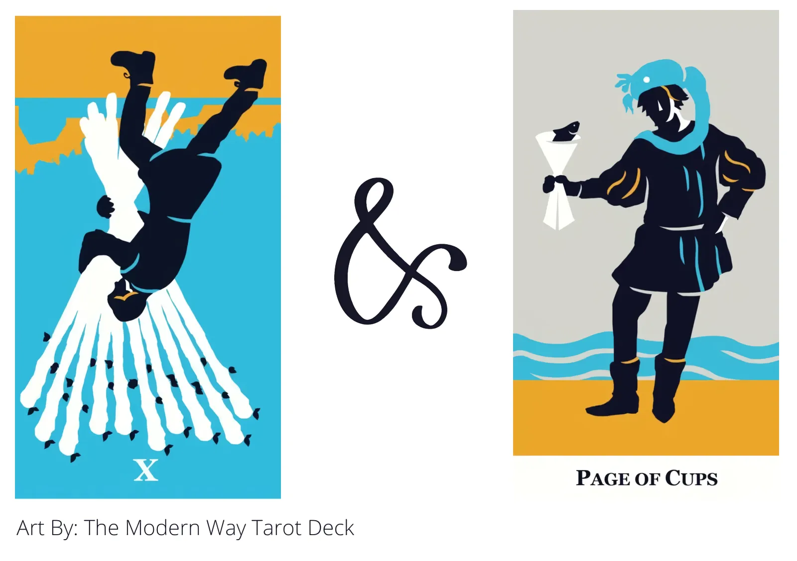 ten of wands reversed and page of cups tarot cards together