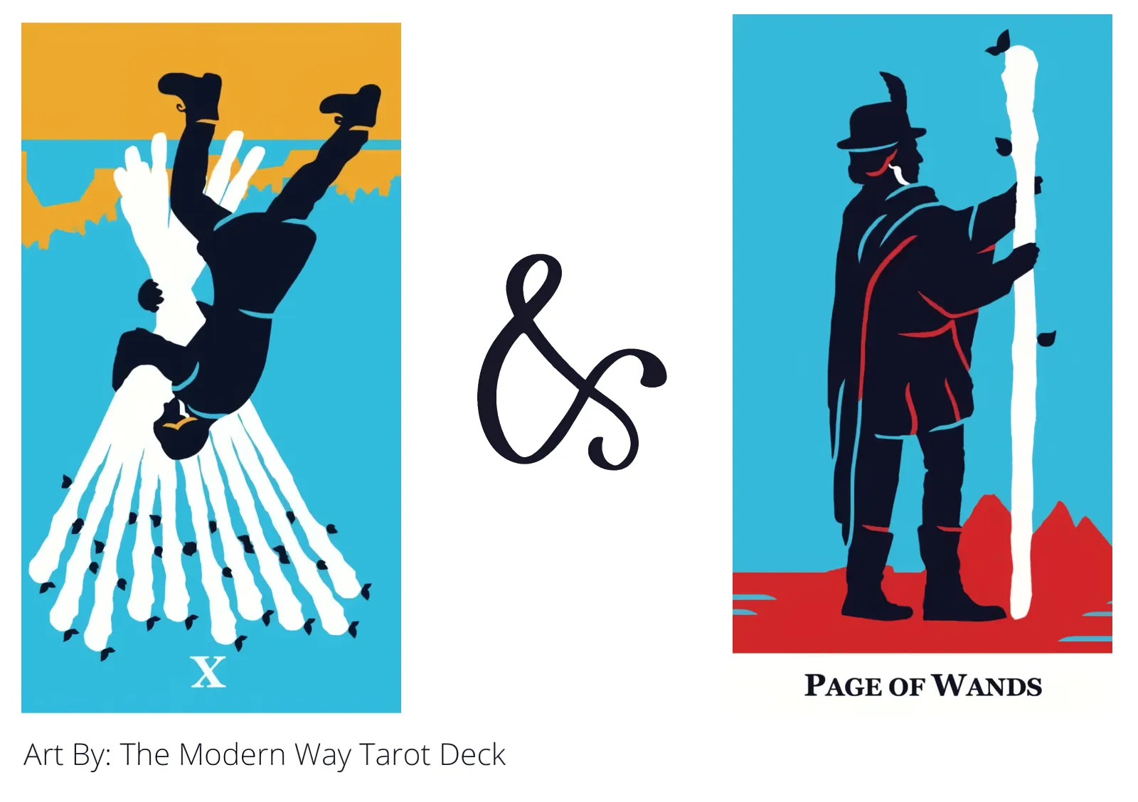 ten of wands reversed and page of wands tarot cards together
