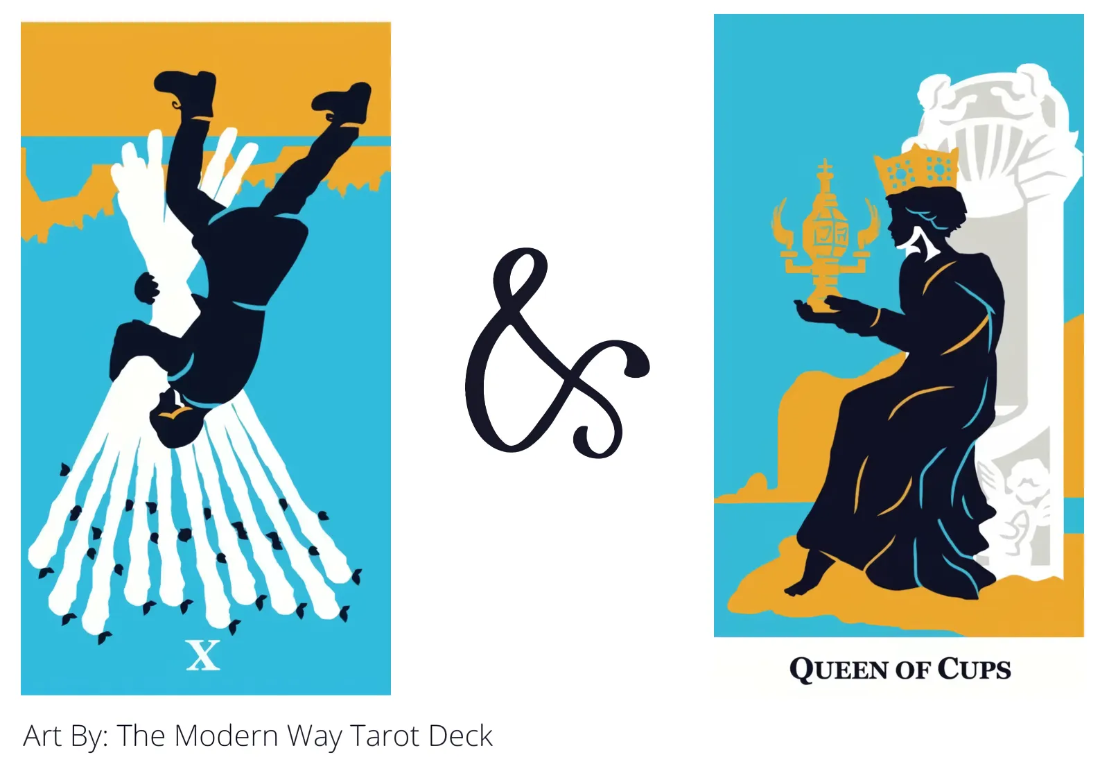 ten of wands reversed and queen of cups tarot cards together