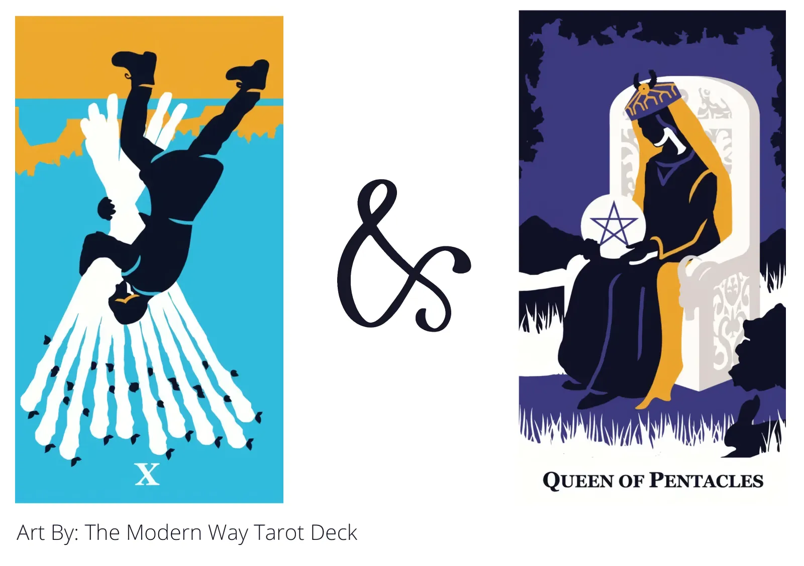 ten of wands reversed and queen of pentacles tarot cards together