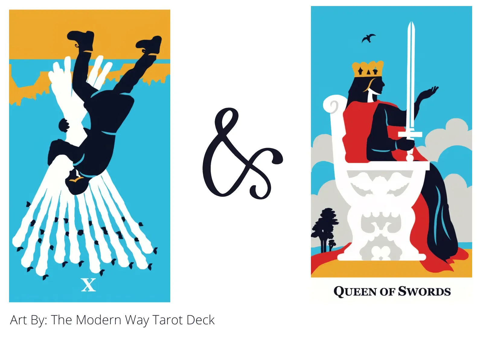 ten of wands reversed and queen of swords tarot cards together
