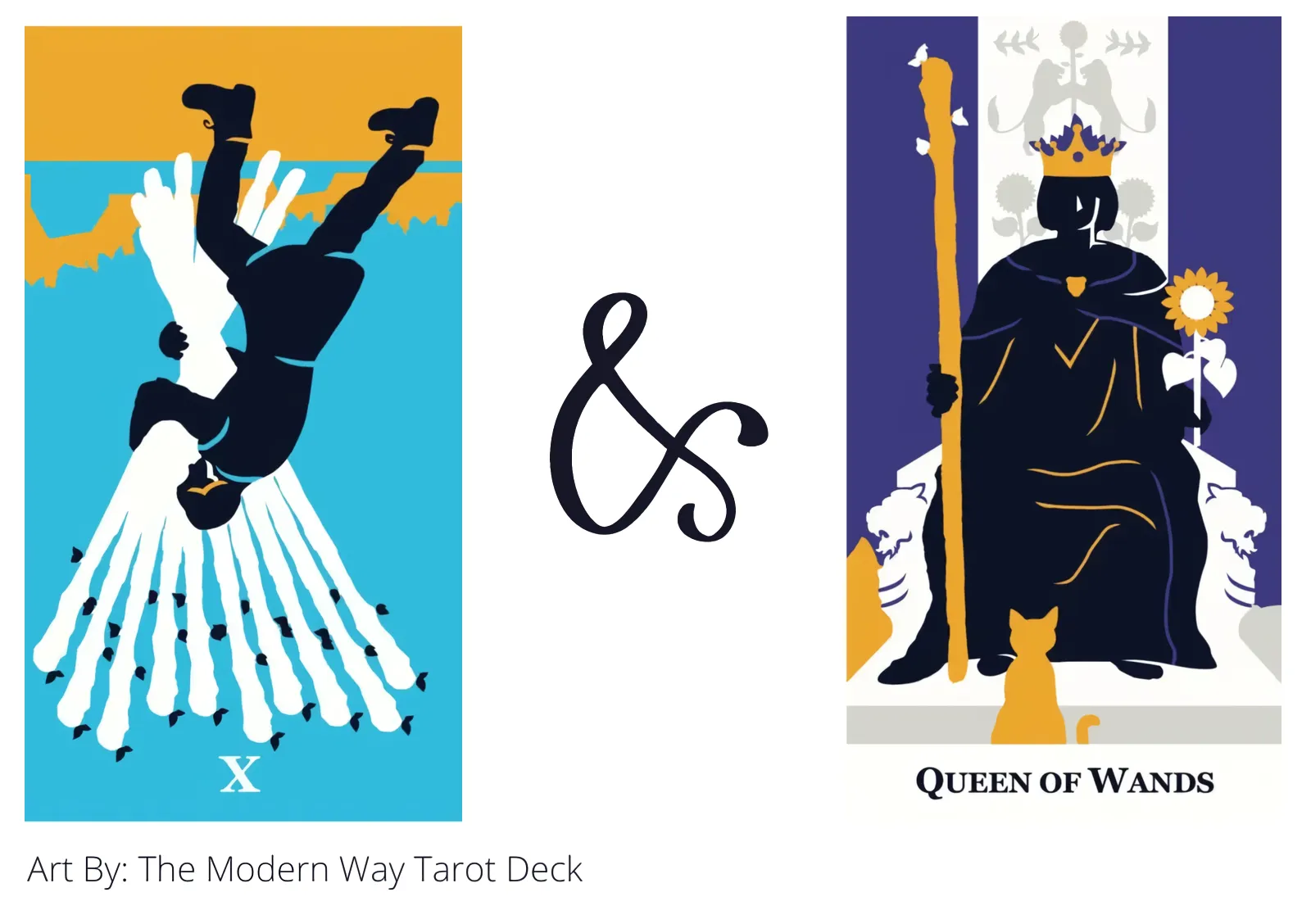 ten of wands reversed and queen of wands tarot cards together