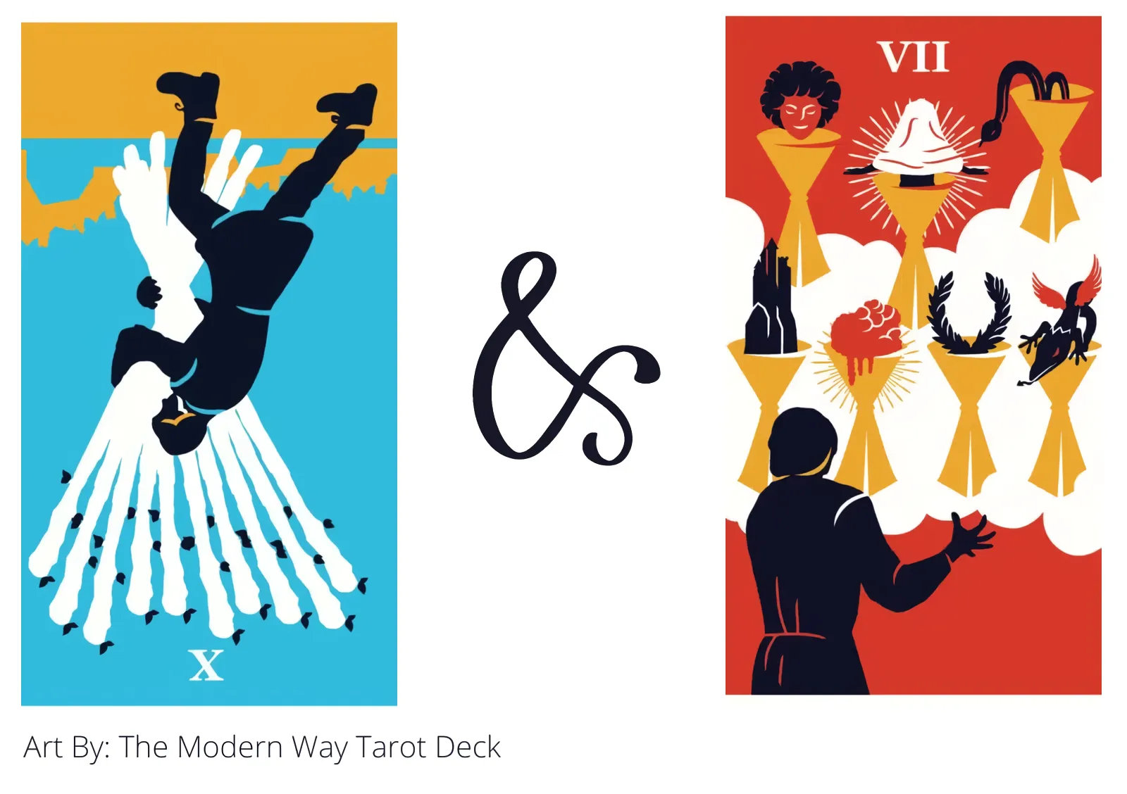 ten of wands reversed and seven of cups tarot cards together