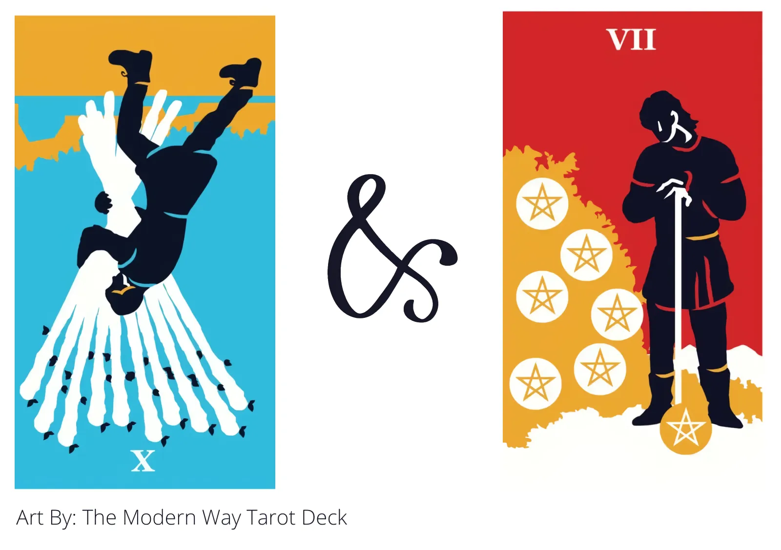 ten of wands reversed and seven of pentacles tarot cards together