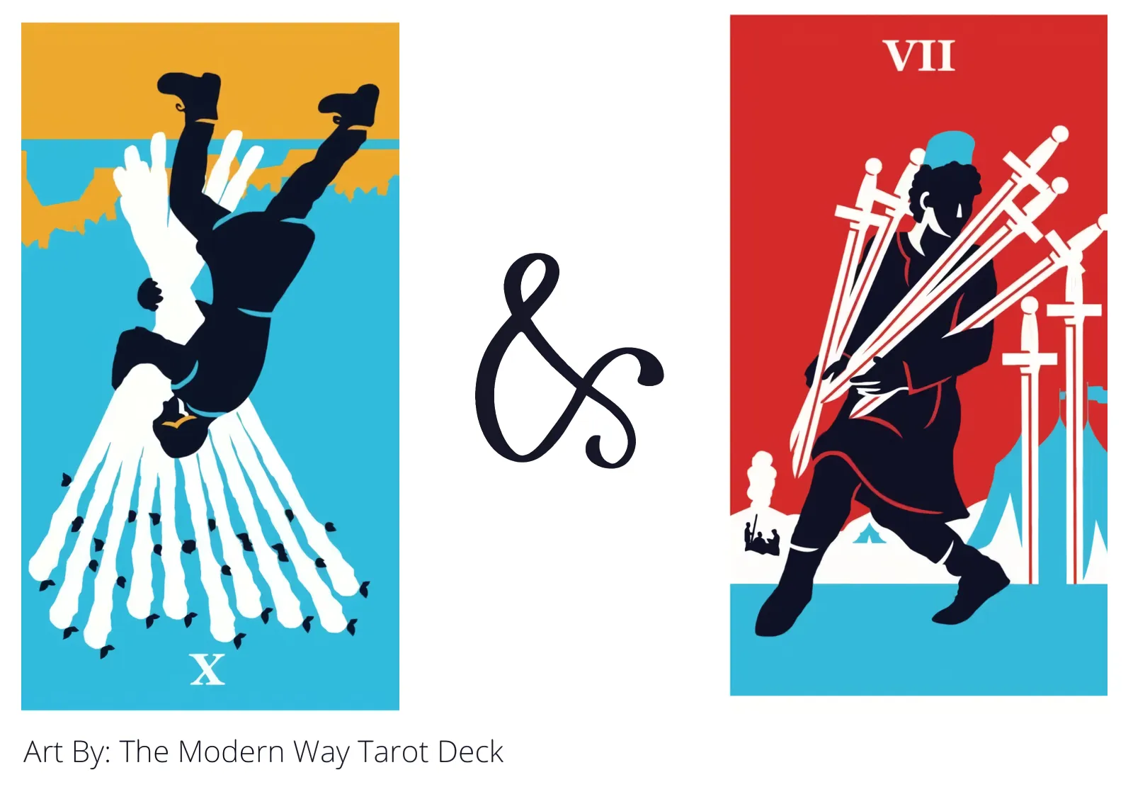 ten of wands reversed and seven of swords tarot cards together