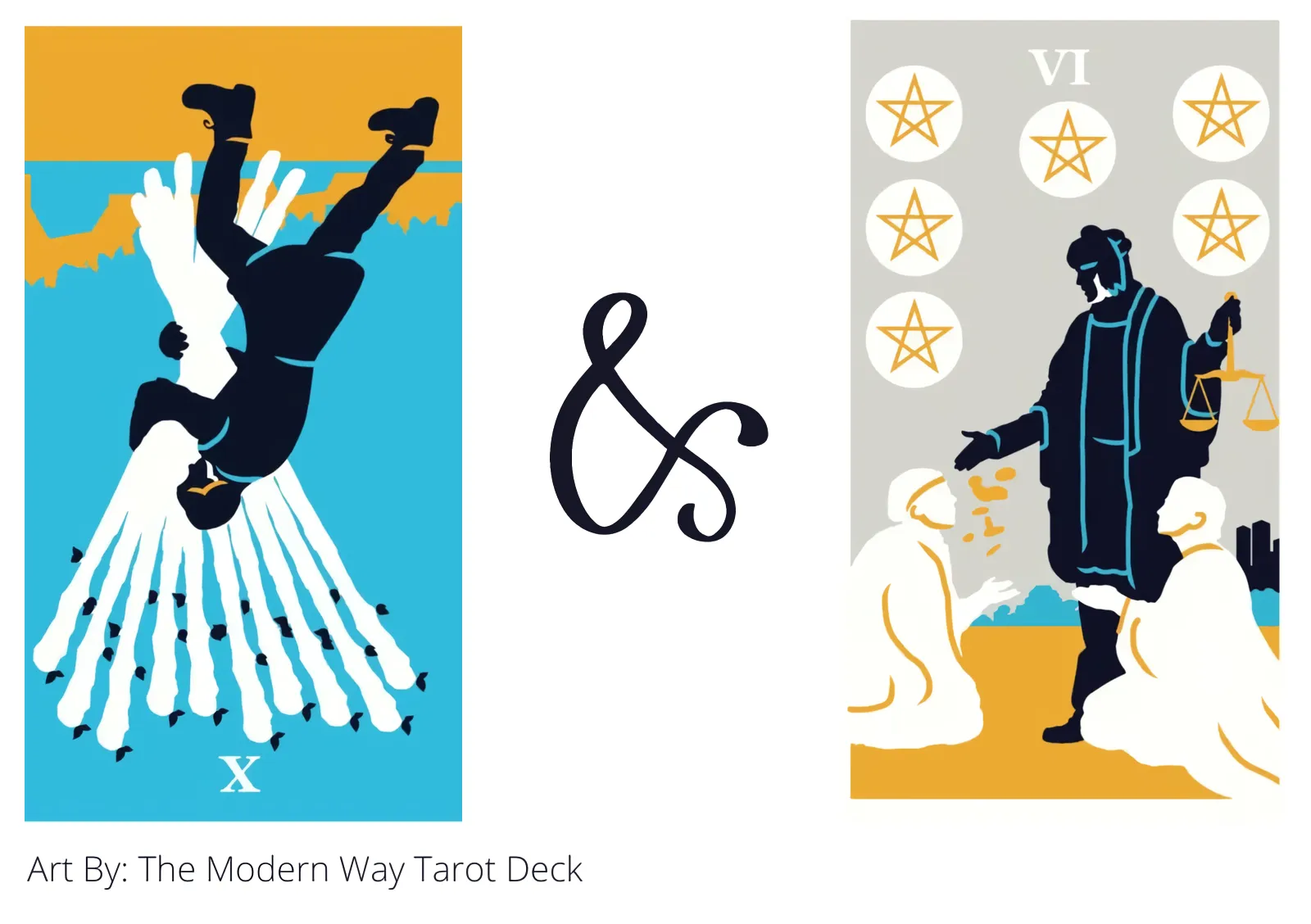 ten of wands reversed and six of pentacles tarot cards together