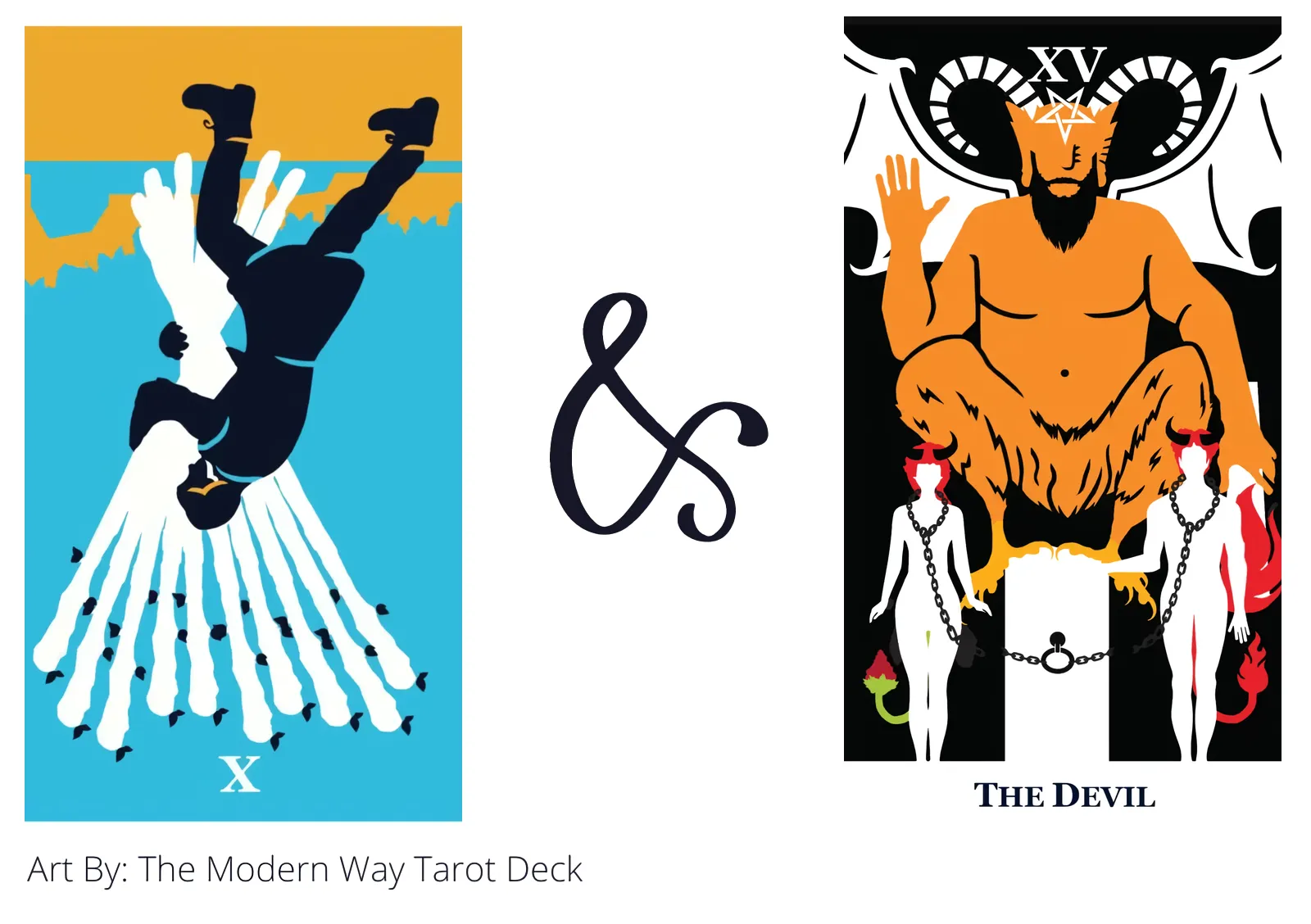 ten of wands reversed and the devil tarot cards together